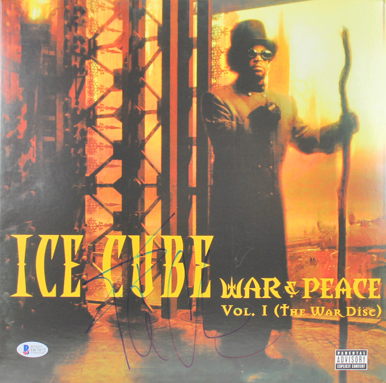 Ice Cube Authentic Signed War & Peace Vol. I Album Cover W/ Vinyl BAS #D67072