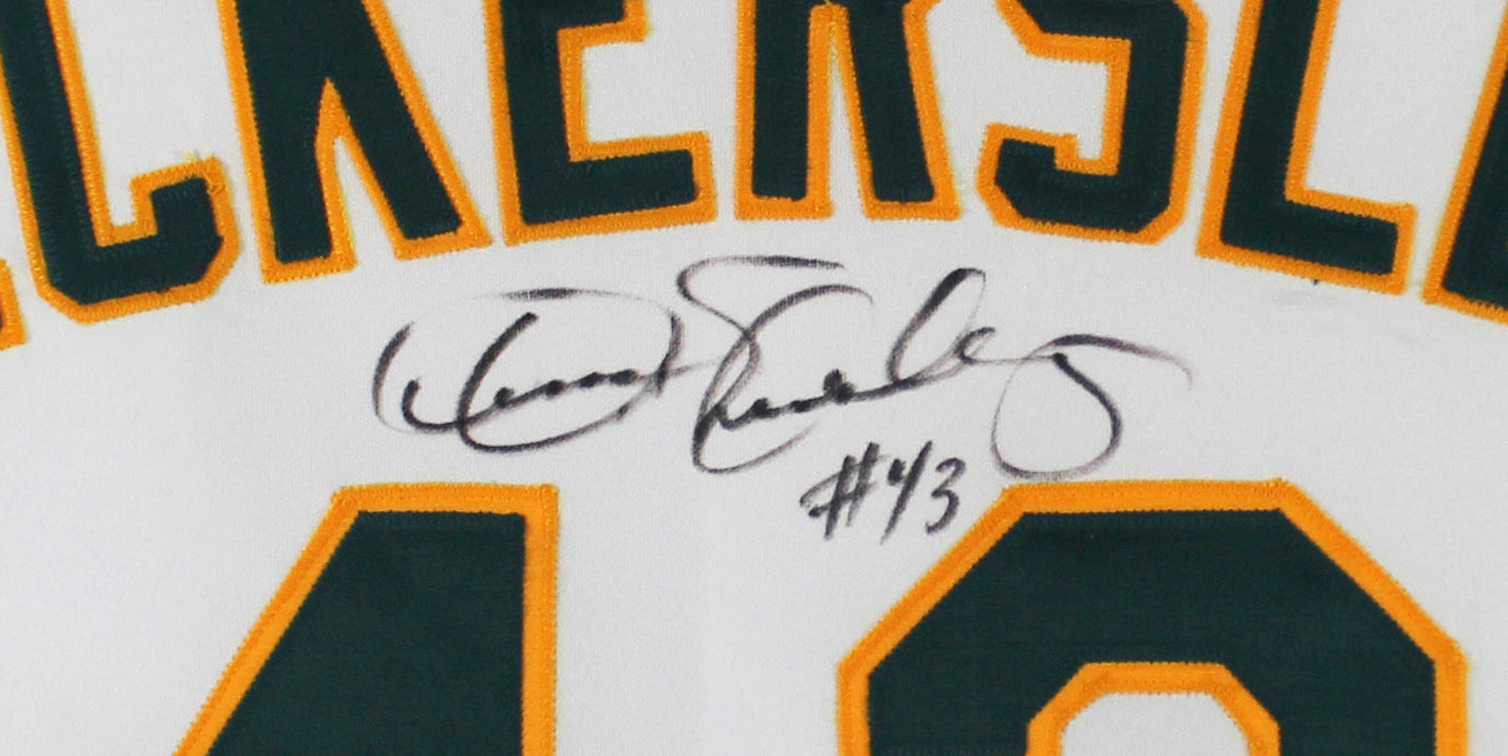 Athletics Dennis Eckersley Signed White Russell Athletic Jersey BAS #X71279