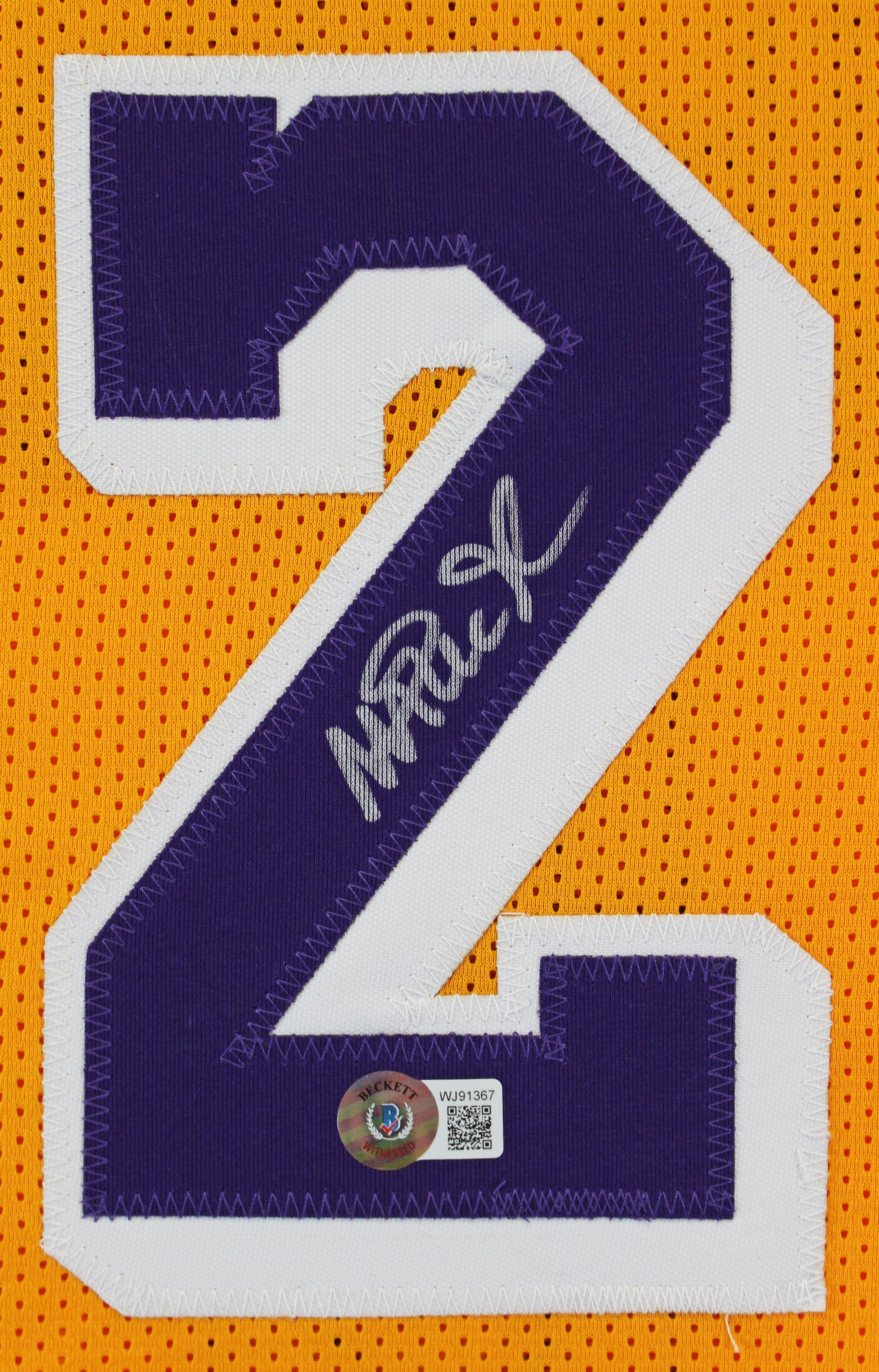 Magic Johnson Authentic Signed Yellow Pro Style Jersey Autographed BAS Witnessed