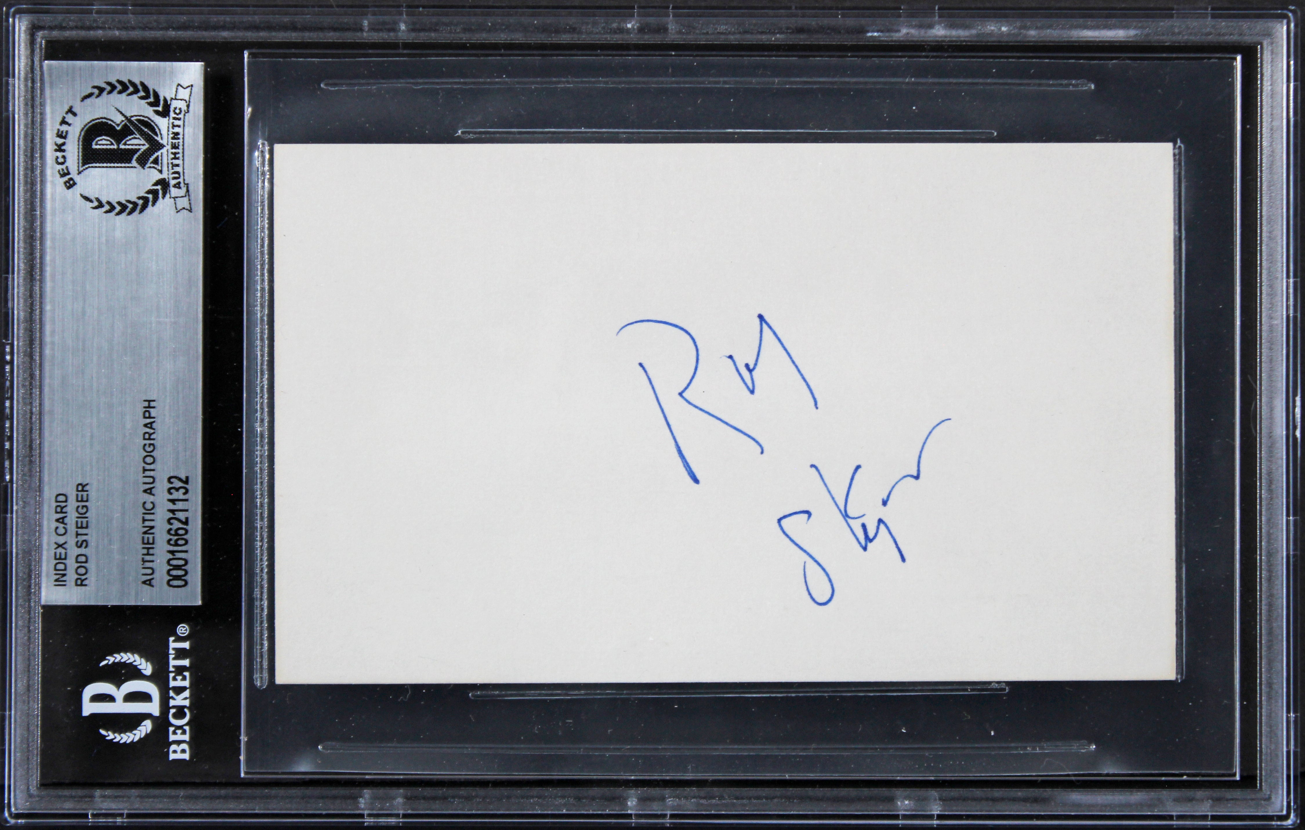 Rod Steiger In The Heat of the Night Signed 3x5 Index Card BAS Slabbed 7