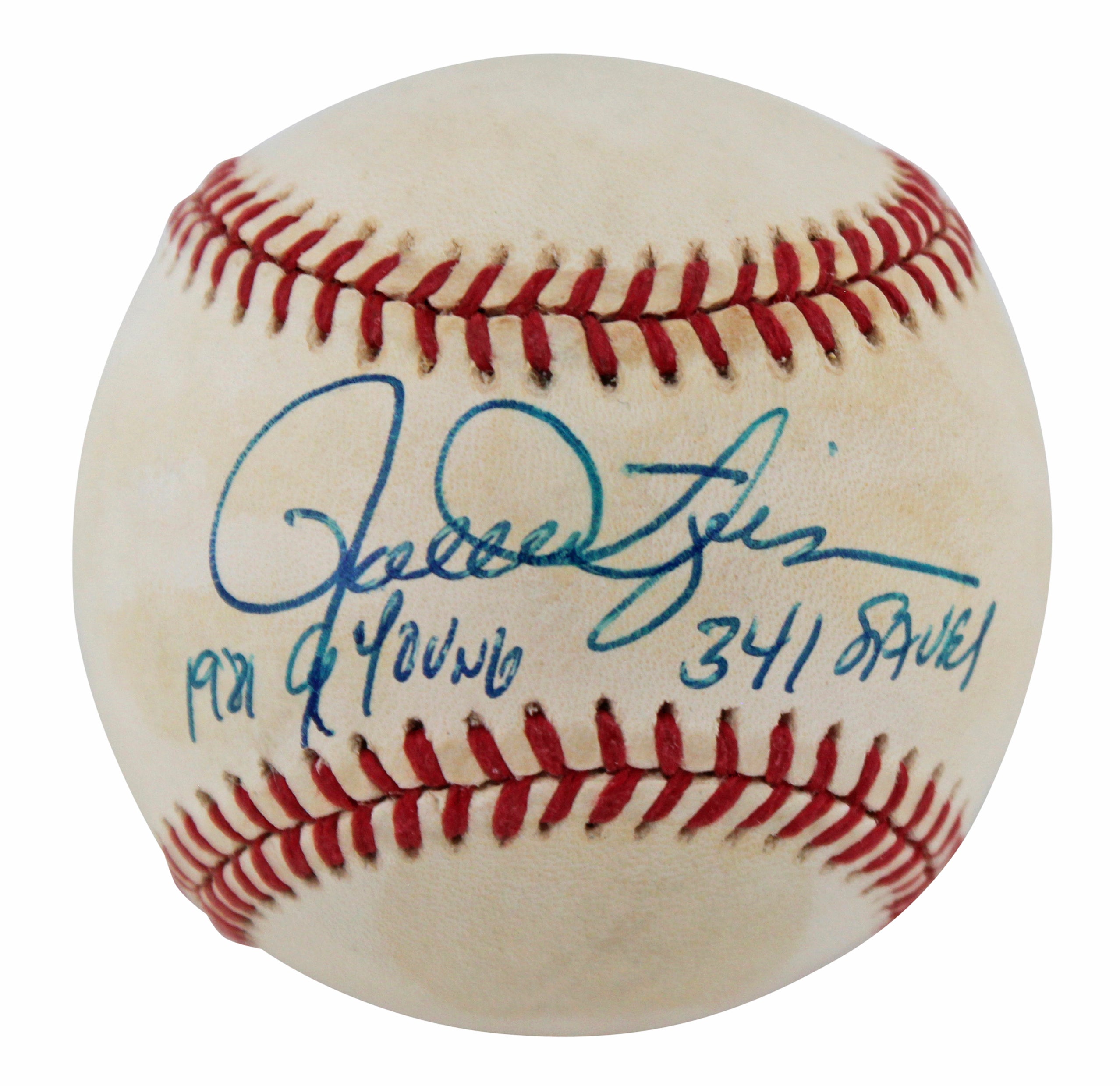 A's Rollie Fingers "1981 Cy Young 341 Saves" Signed Oal Baseball BAS #BN06132
