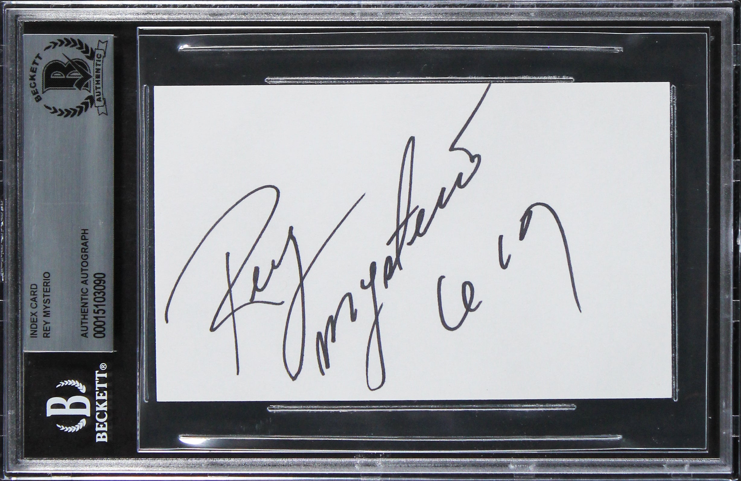 Rey Mysterio WWE Authentic Signed 3x5 Index Card Autographed BAS Slabbed 3
