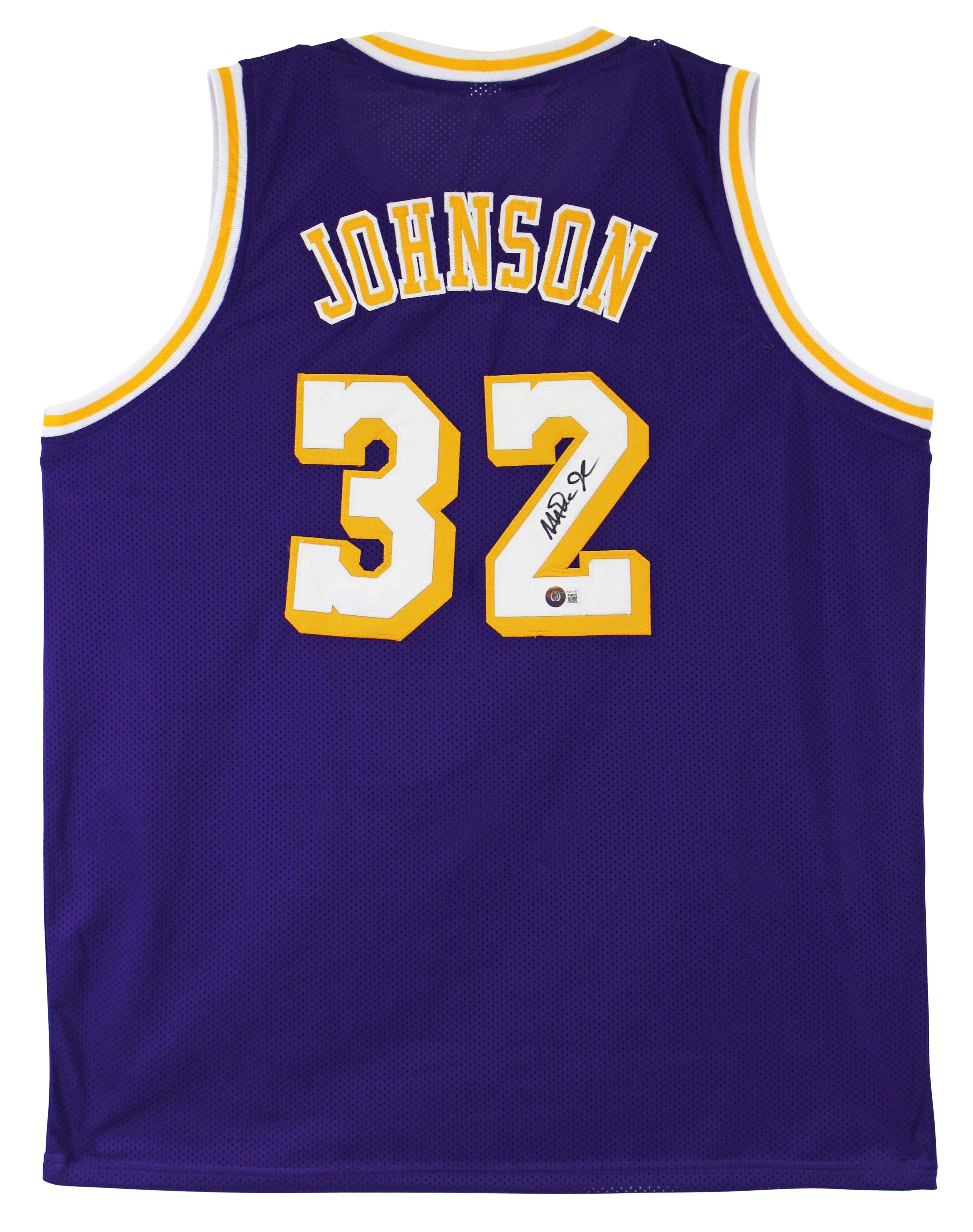 Magic Johnson Authentic Signed Purple Pro Style Jersey Autographed BAS Witnessed