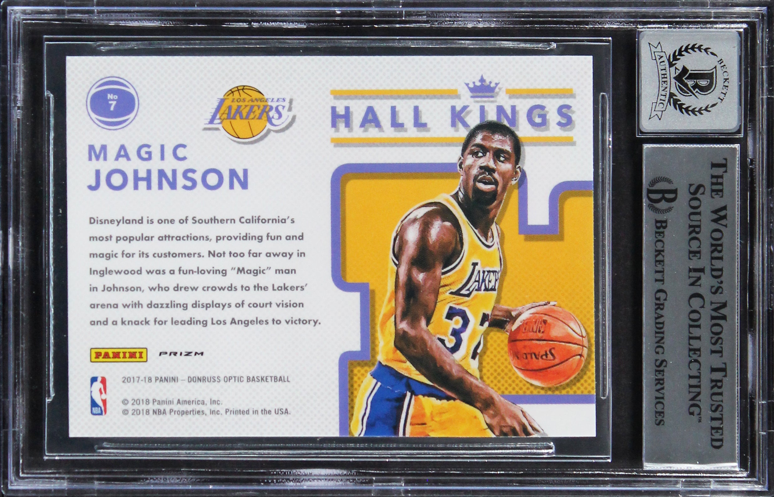Magic Johnson Signed 2017 Donruss Optic HK Purple #7 Card Auto 10! BAS Slabbed