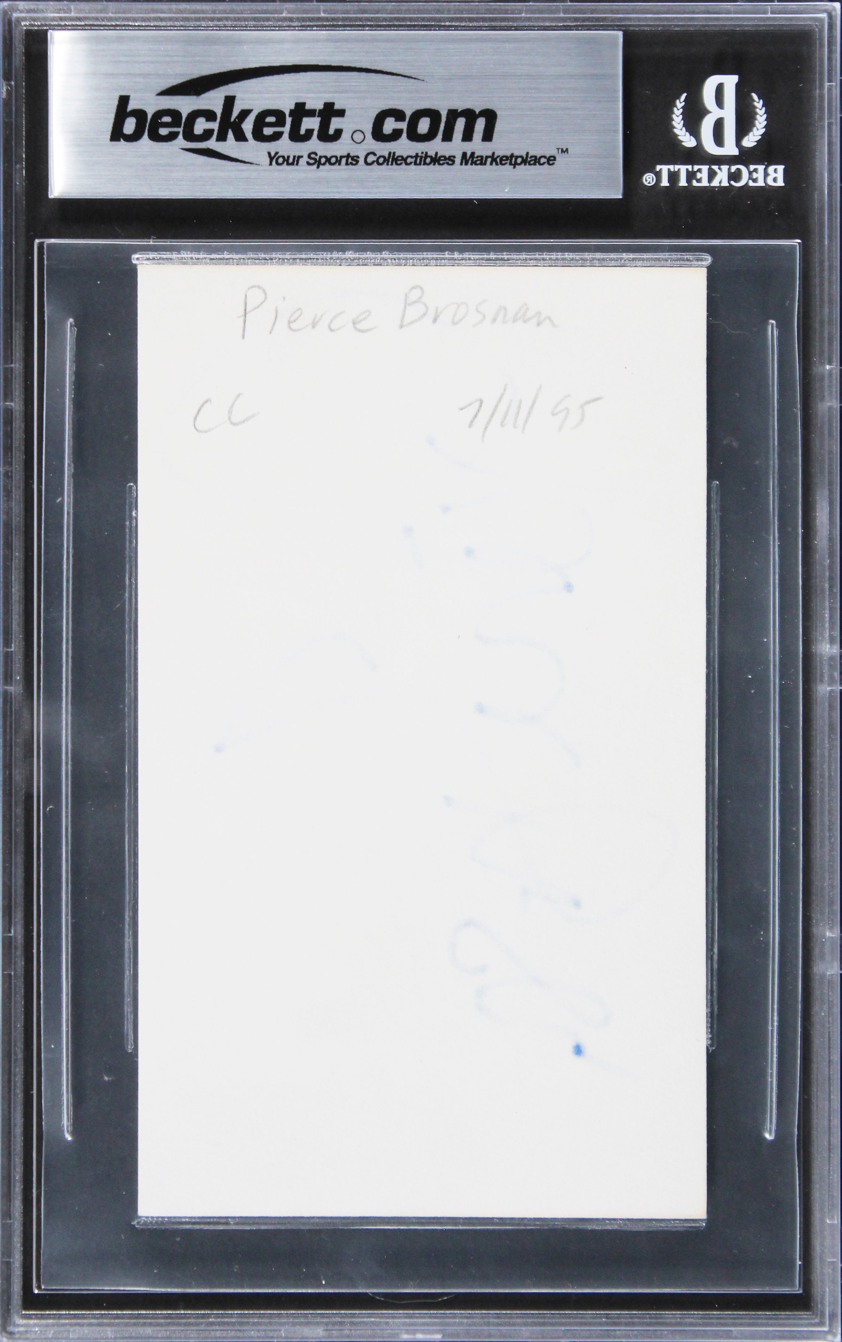 Pierce Brosnan GoldenEye Authentic Signed 3x5 Index Card BAS Slabbed
