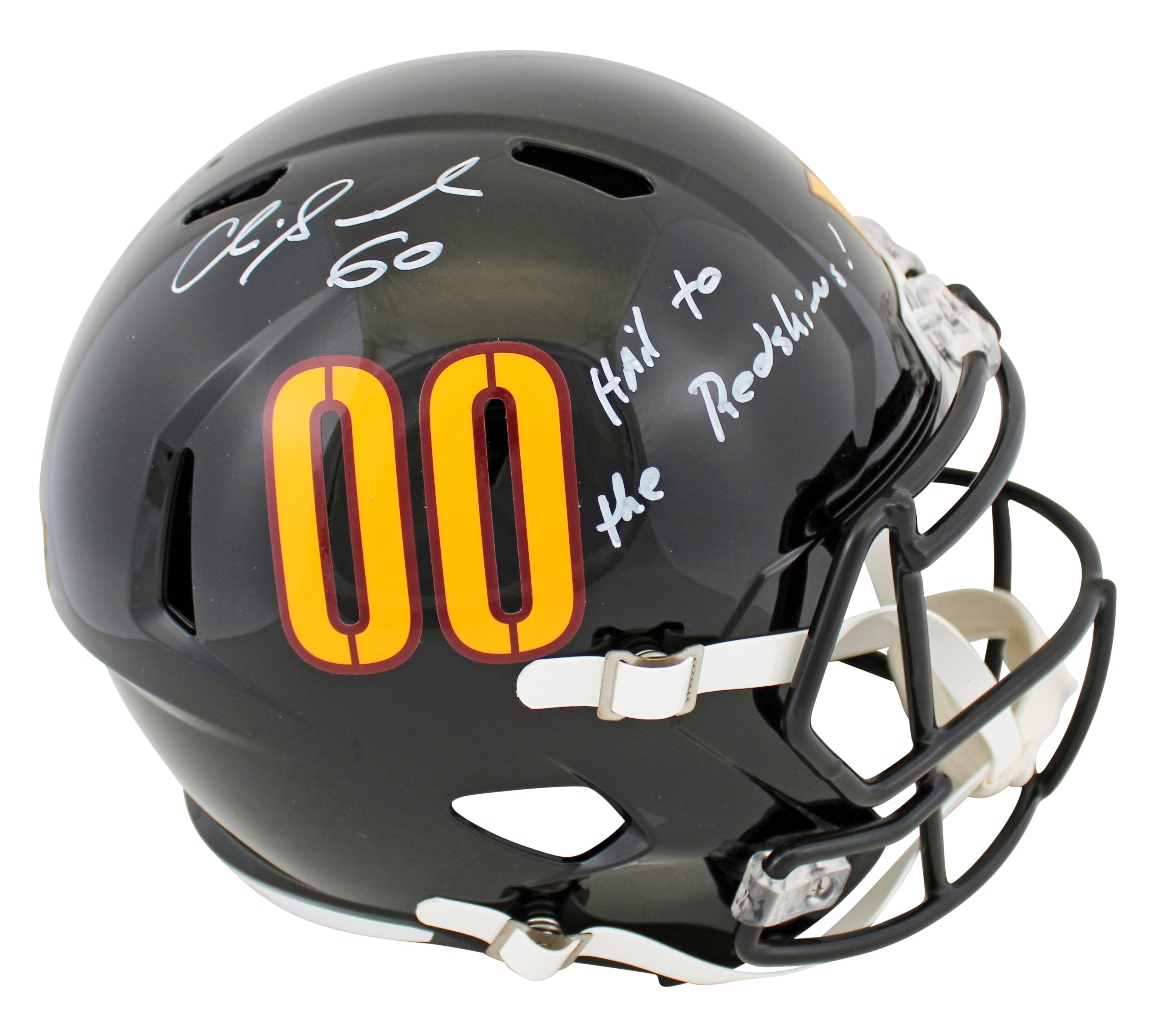 Commanders Chris Samuels Signed 2022 Alt F/S Speed Rep Helmet W/ Case BAS Wit