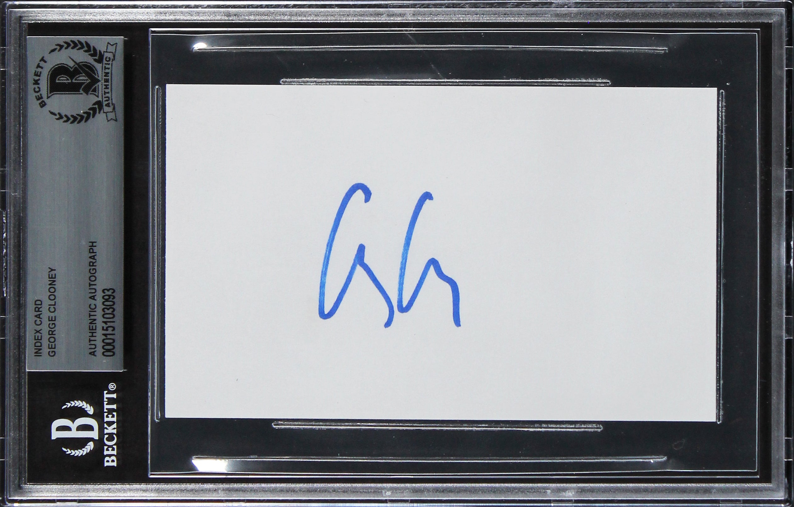 George Clooney Ocean's 11 Authentic Signed 3x5 Index Card Autographed BAS Slab