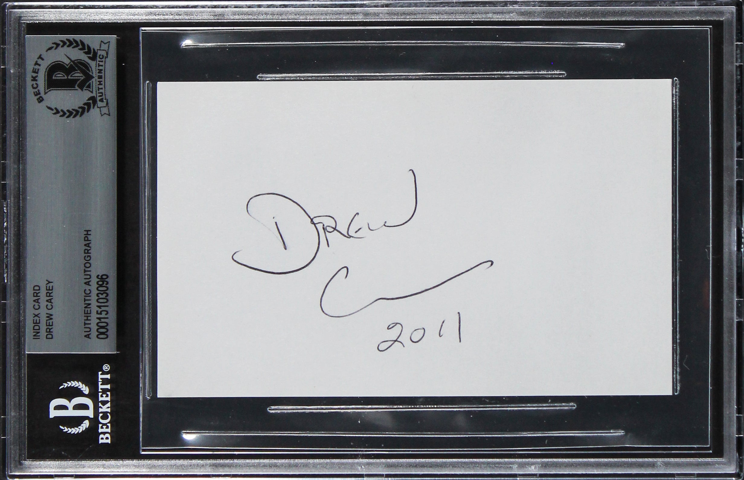 Drew Carey The Price Is Right 2011 Authentic Signed 3x5 Index Card BAS Slab 5