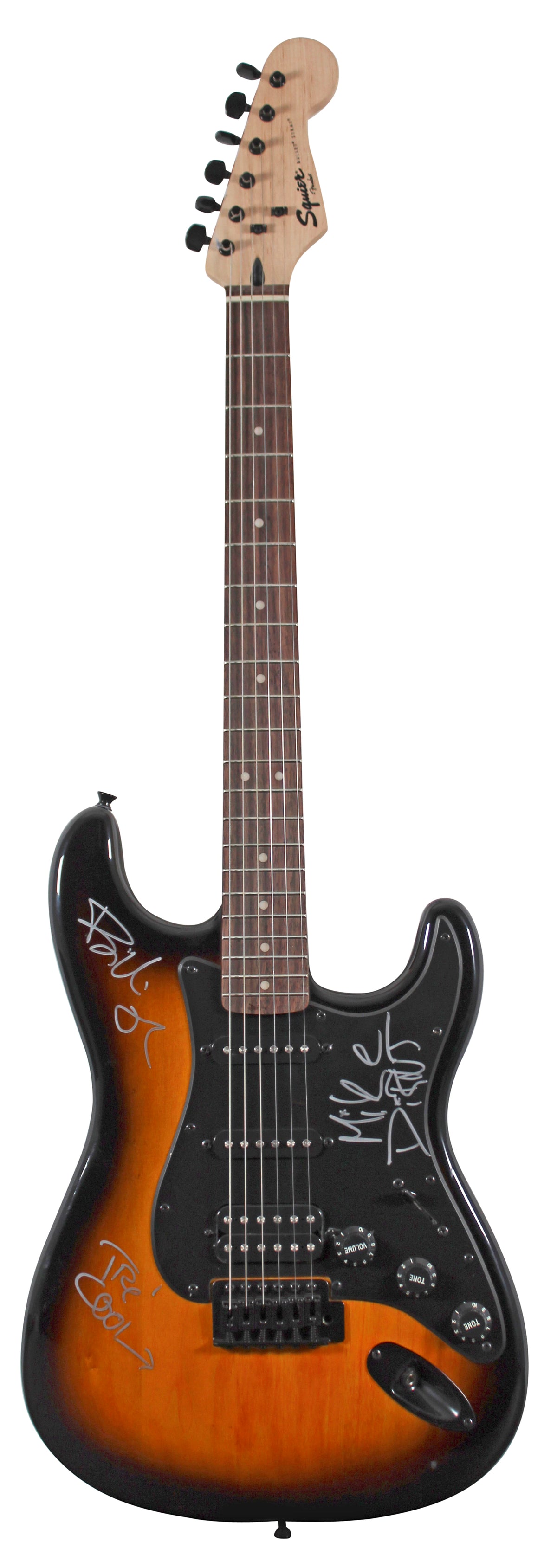 Green Day (3) Armstrong, Dirnt, Cool Signed Sunburst Fender Guitar JSA #YY56077