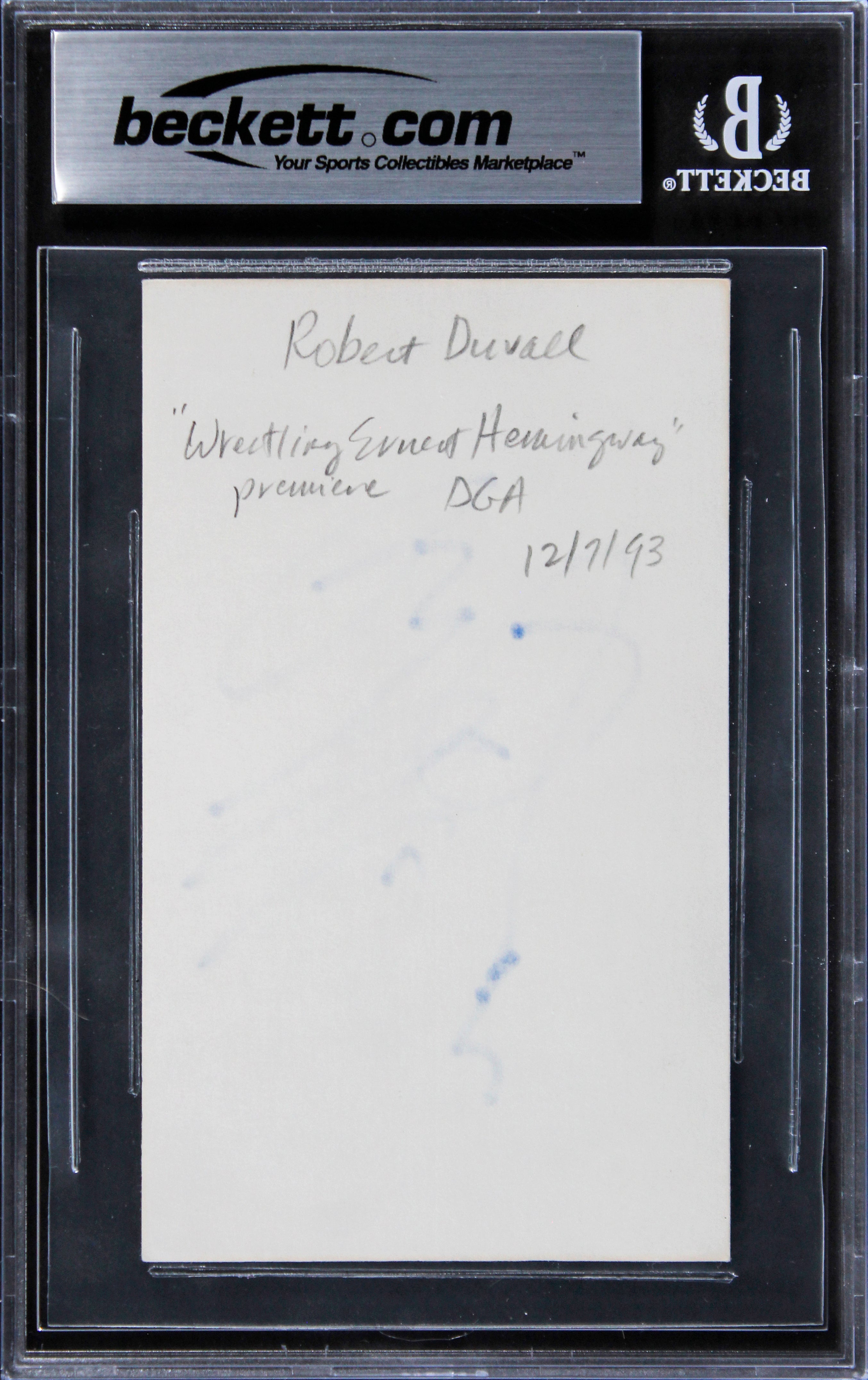 Robert Duvall The Godfather Authentic Signed 3x5 Index Card BAS Slabbed 2
