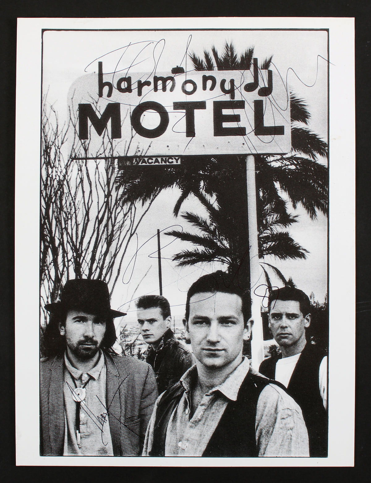 U2 (4) Bono, Edge, Clayton & Mullen Signed 7.25x10 1987 Tour Photo BAS #AA03803