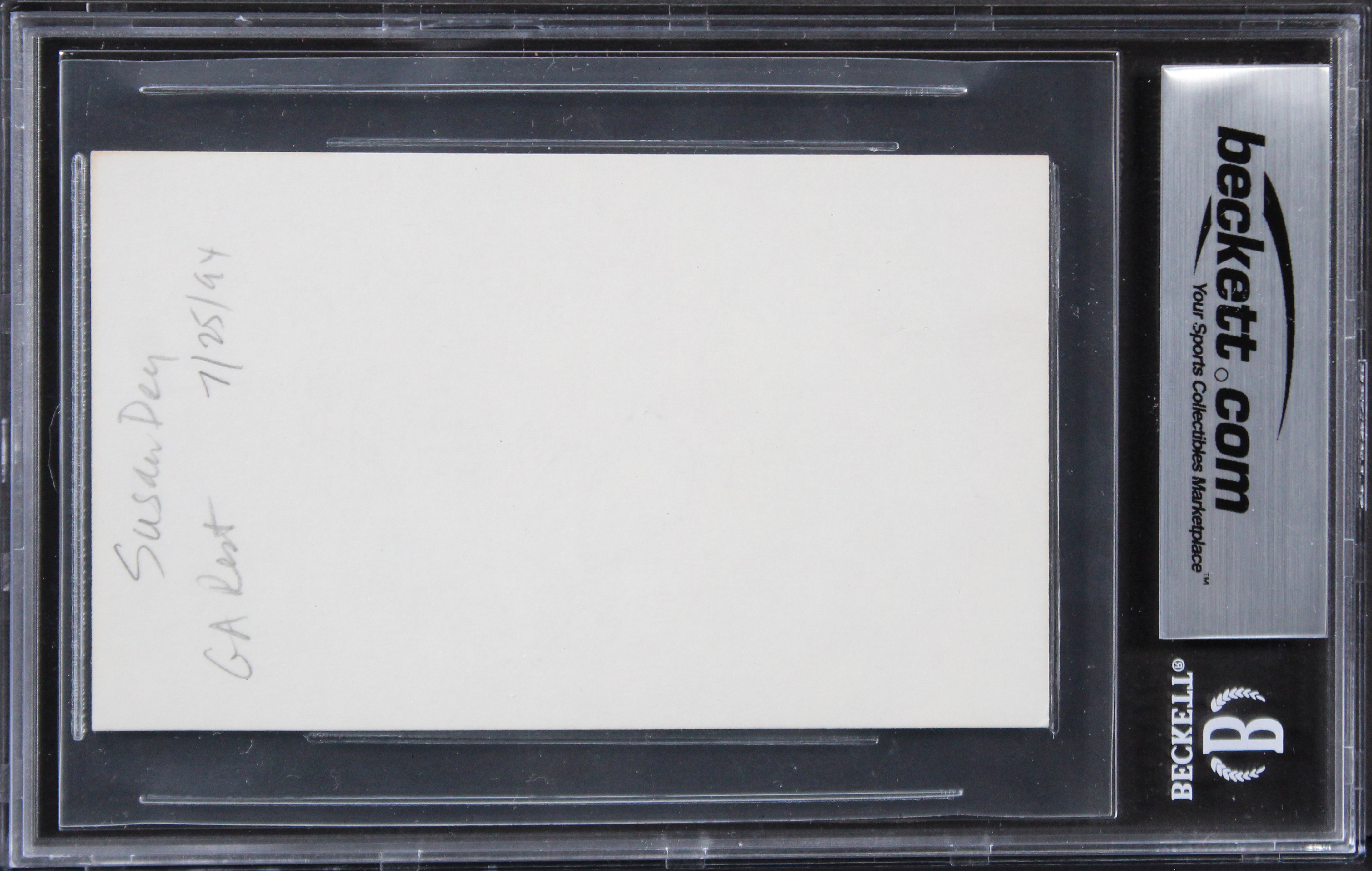 Susan Dey The Partridge Family Signed 3x5 Index Card w/ Black Sig BAS Slabbed