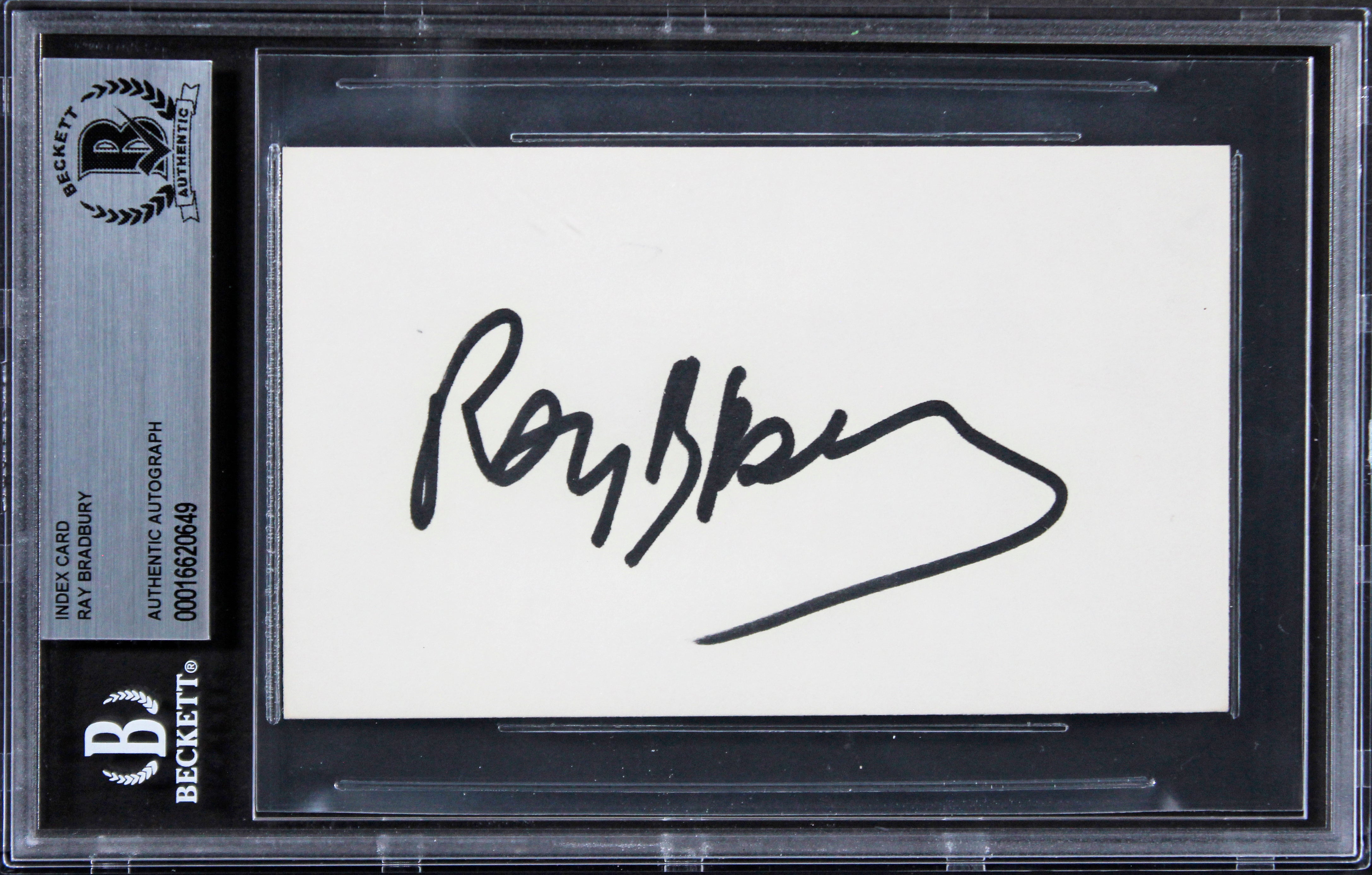 Ray Bradbury Fahrenheit 451 Authentic Signed 3x5 Index Card BAS Slabbed 3