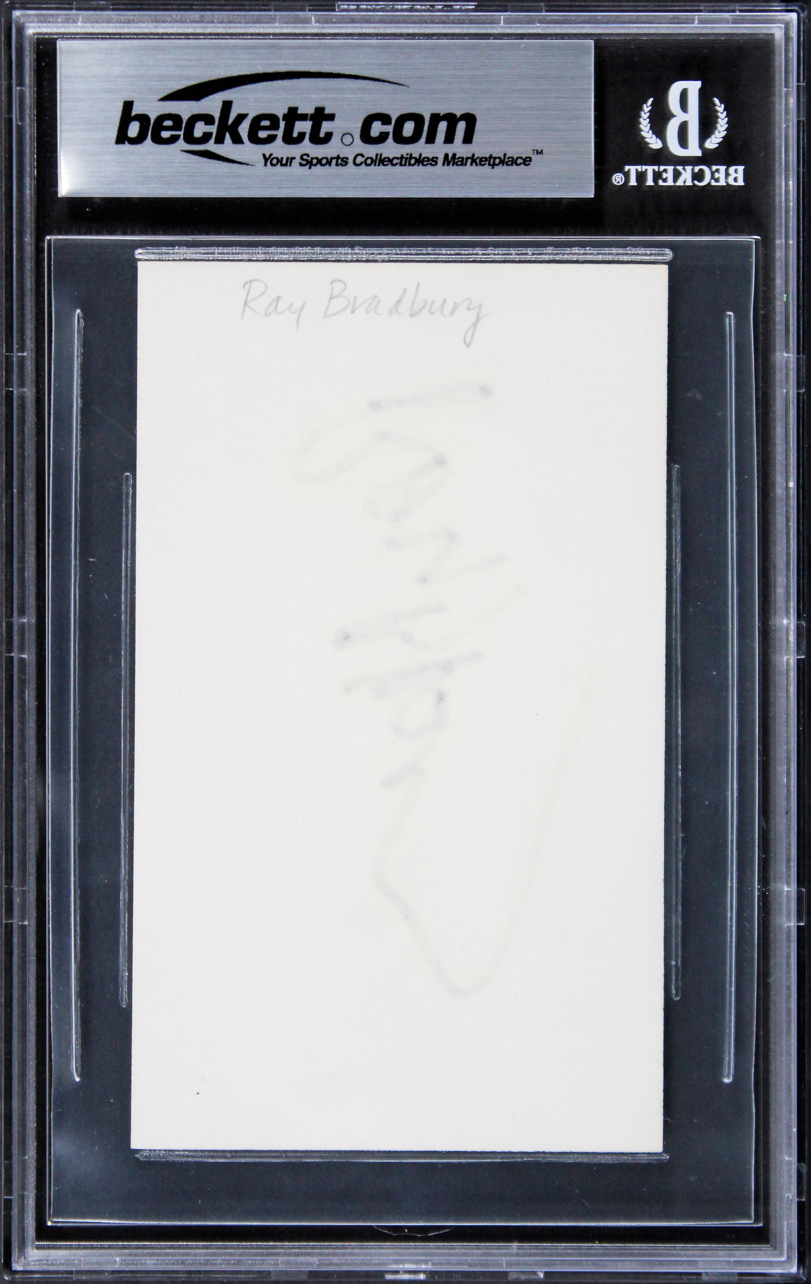Ray Bradbury Fahrenheit 451 Authentic Signed 3x5 Index Card BAS Slabbed 3