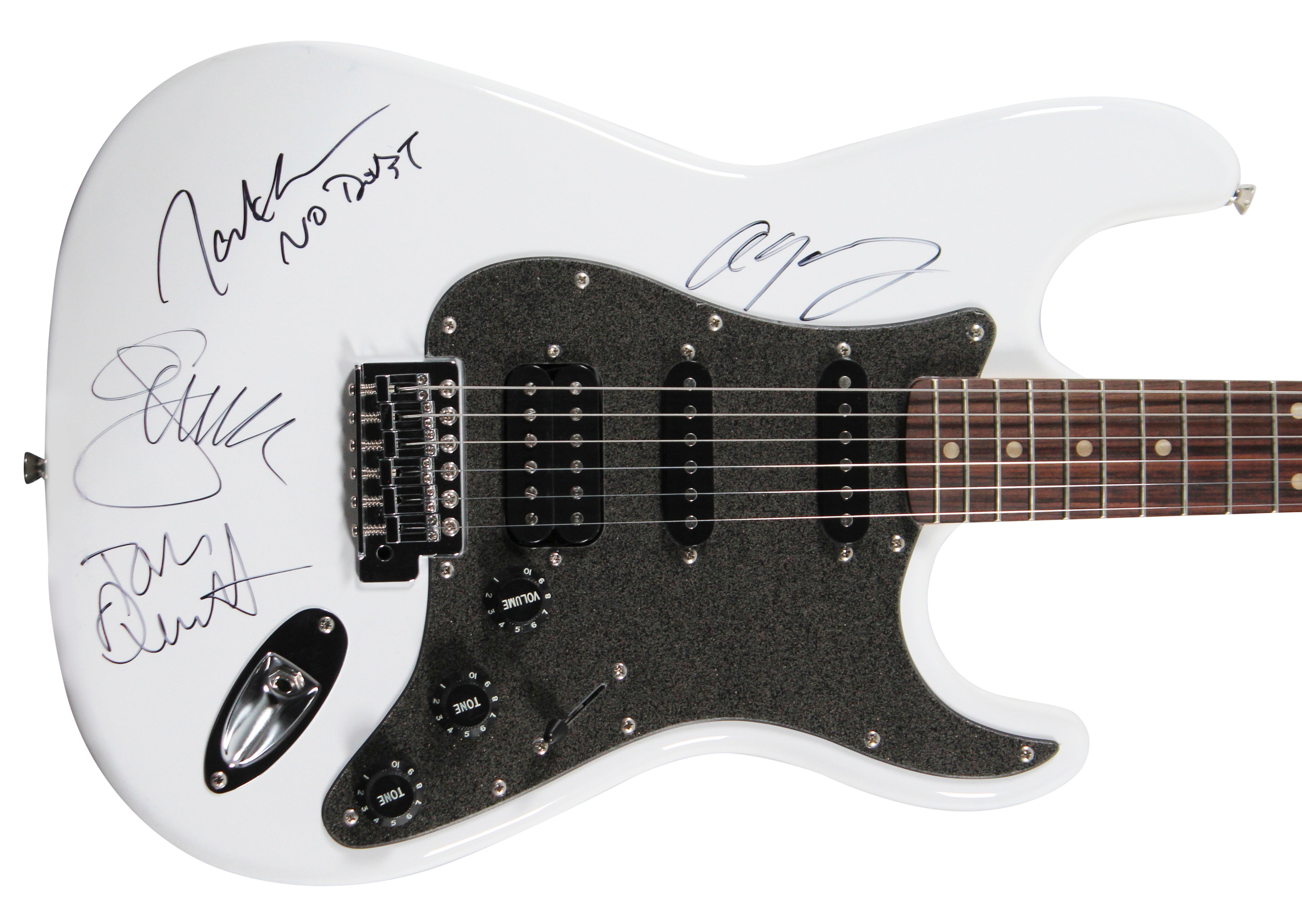 No Doubt (4) Stefani, Dumont, Young & Kanal Signed Fender Squier Guitar JSA