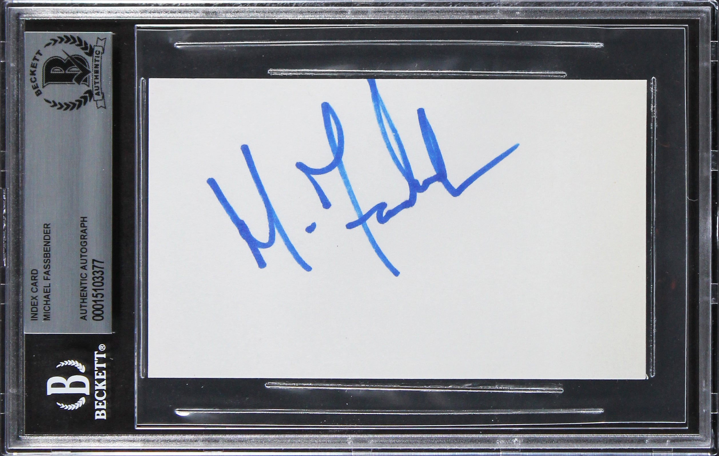 Michael Fassbender X-Men Authentic Signed 3x5 Index Card Autographed BAS Slab 2