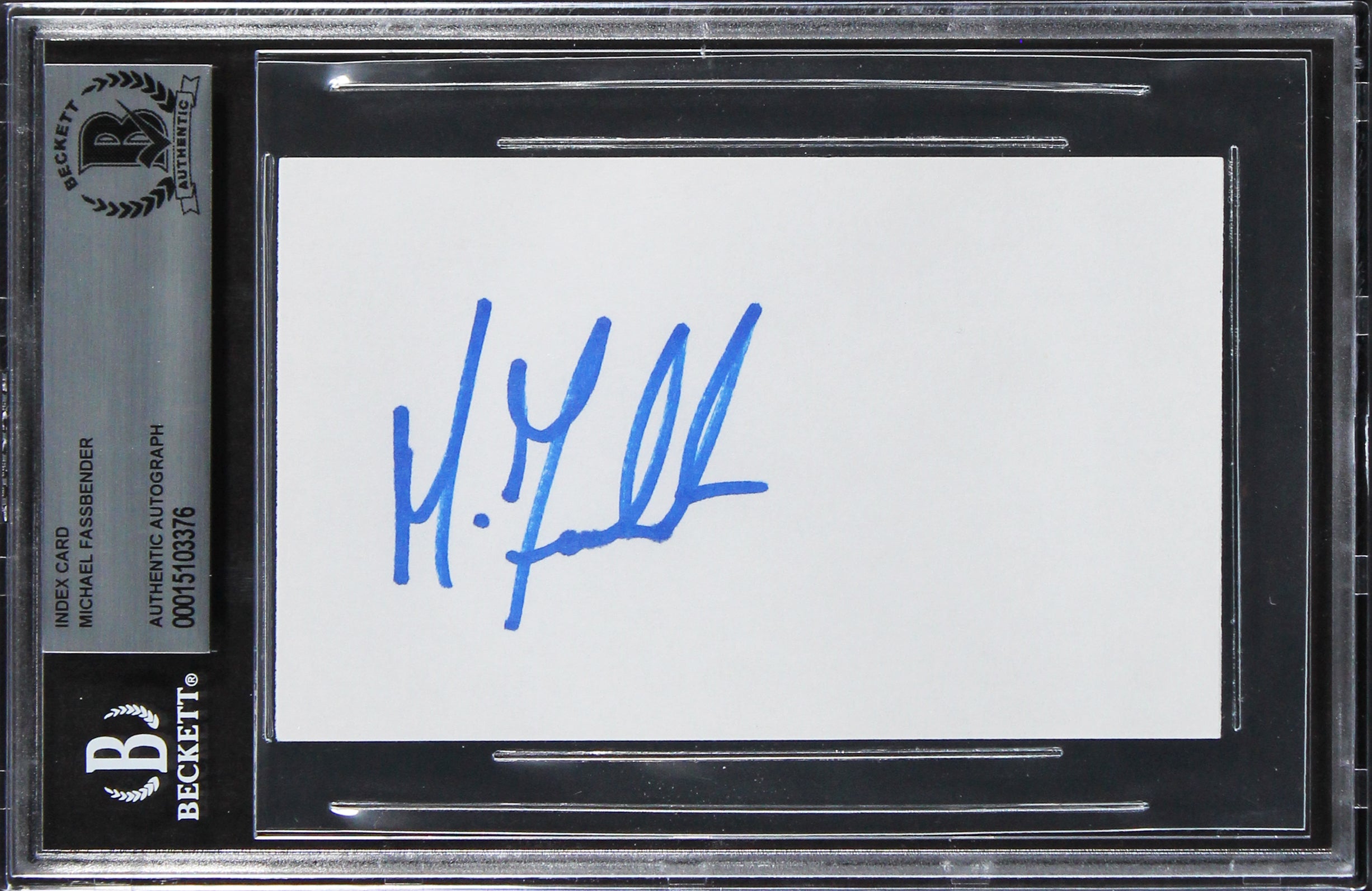 Michael Fassbender X-Men Authentic Signed 3x5 Index Card Autographed BAS Slab 1