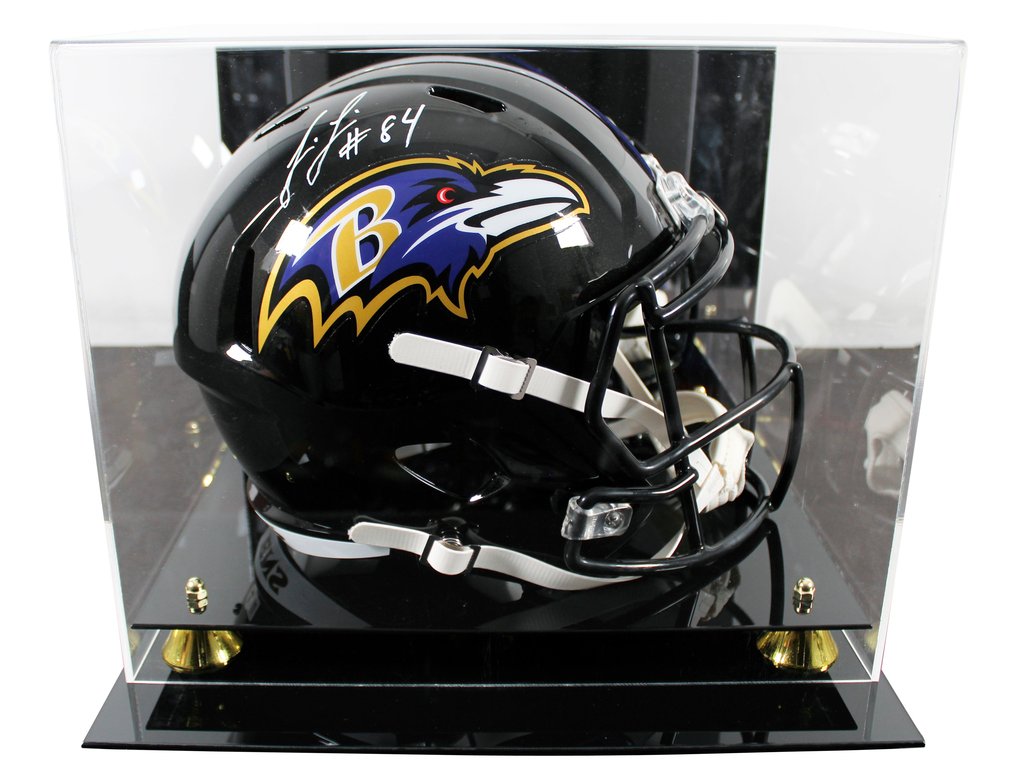 Ravens Jermaine Lewis Signed Full Size Speed Rep Helmet W/ Case BAS Witnessed