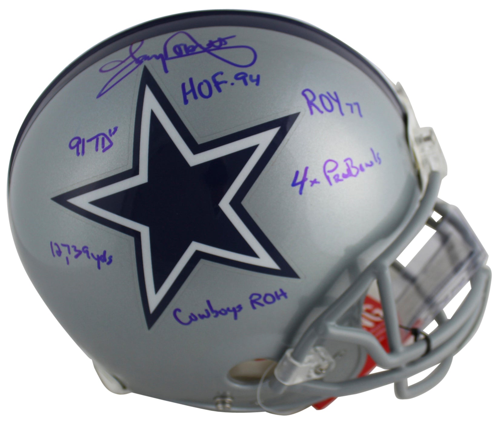 Cowboys Tony Dorsett "Career Stat" Signed Authentic Proline Full Size Helmet BAS