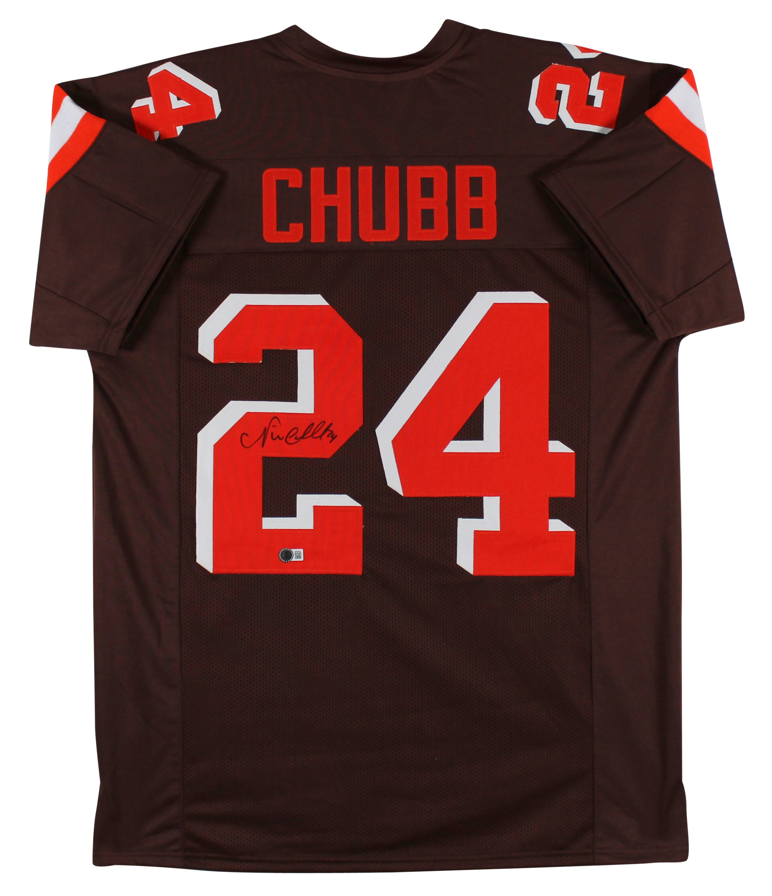 Nick Chubb Authentic Signed Brown Color Rush Pro Style Jersey BAS Witnessed 2