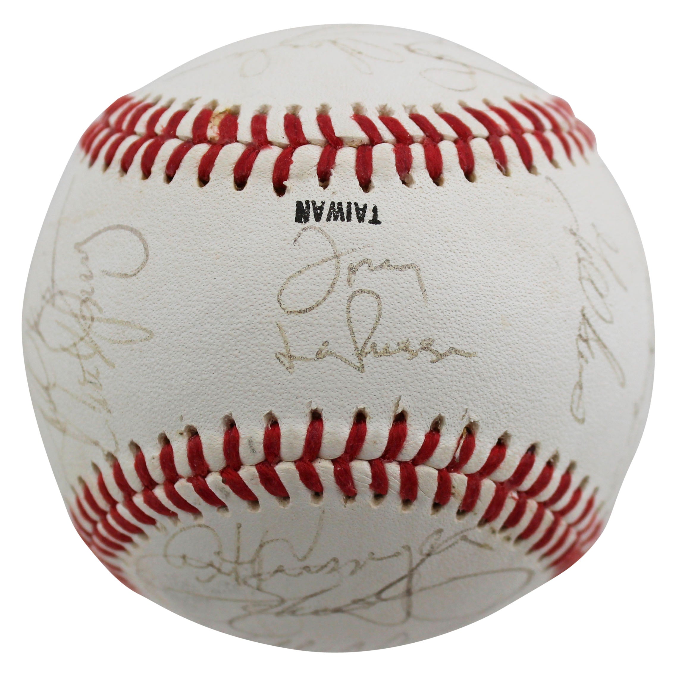 1989 A's (27) McGwire, LaRussa, Henderson Authentic Signed Baseball BAS #AB14656