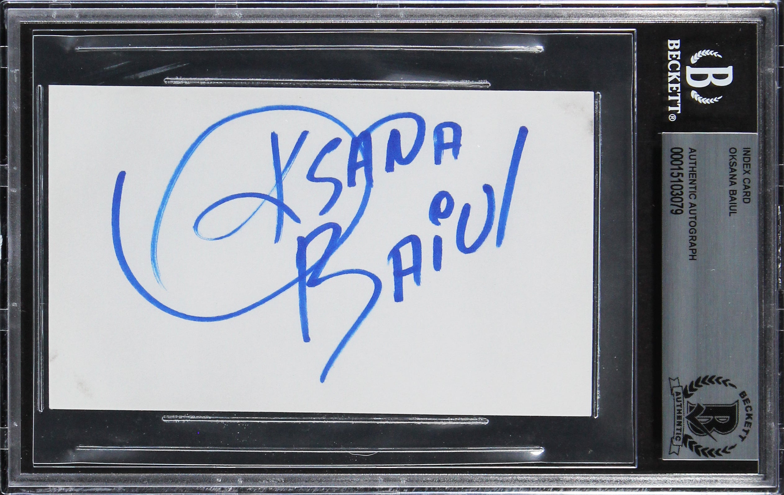 Oksana Baiul Authentic Signed 3x5 Index Card Autographed BAS Slabbed 2