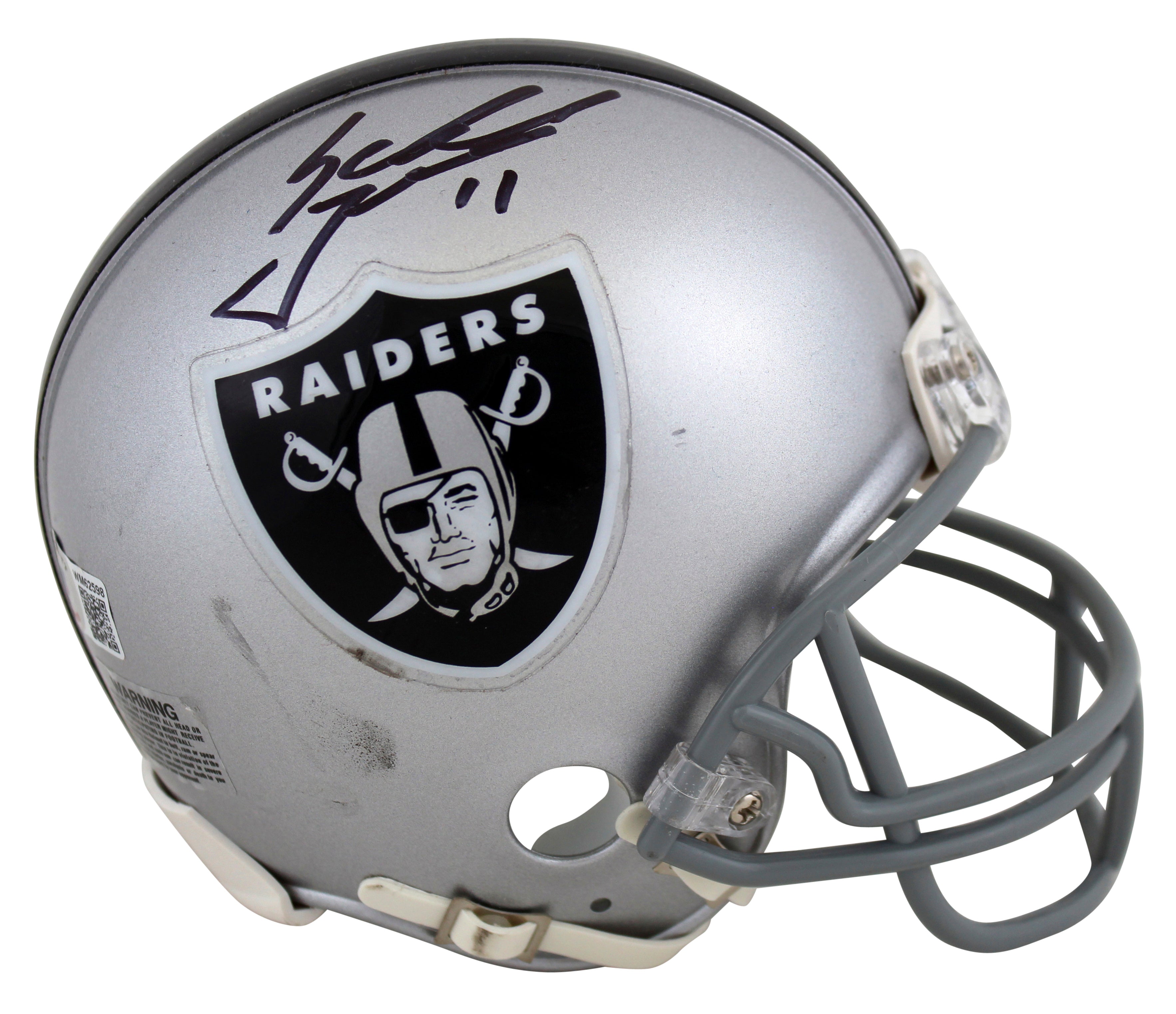 Raiders Sebastian Janikowski Signed Silver Rep Mini Helmet BAS Wit #WM62598