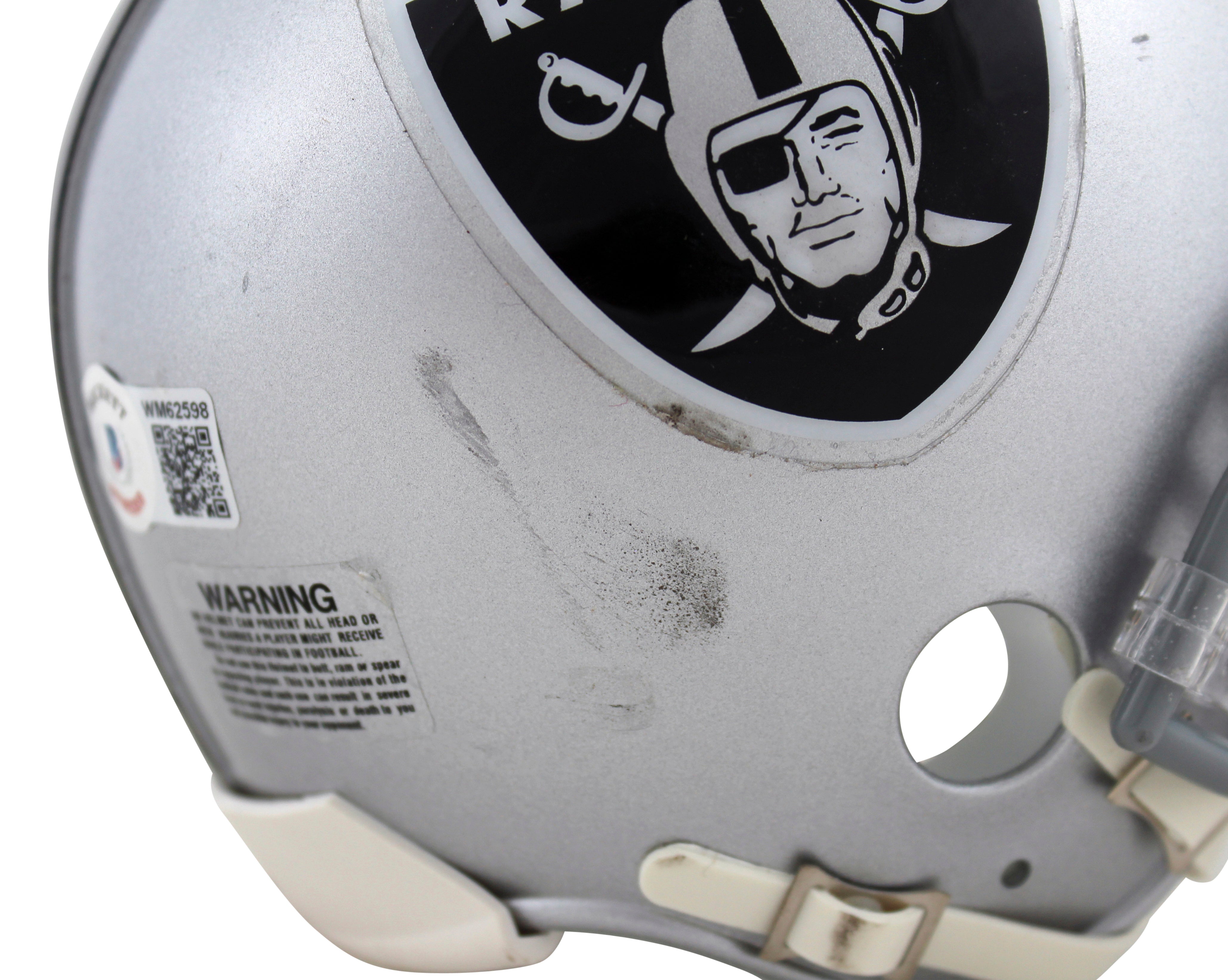 Raiders Sebastian Janikowski Signed Silver Rep Mini Helmet BAS Wit #WM62598