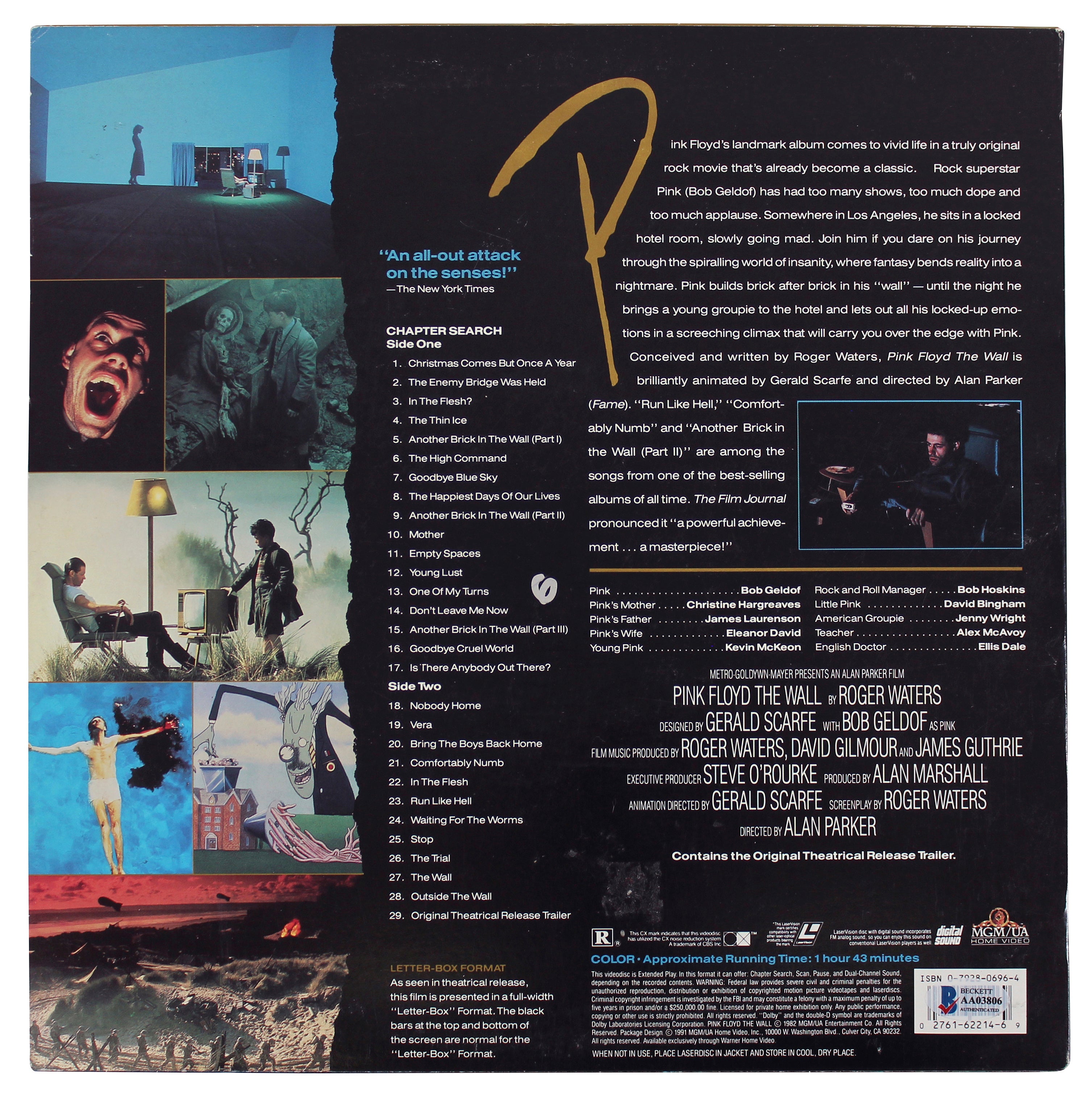 Pink Floyd Roger Waters & Nick Mason Signed The Wall Laserdisc Cover W/Disk BAS