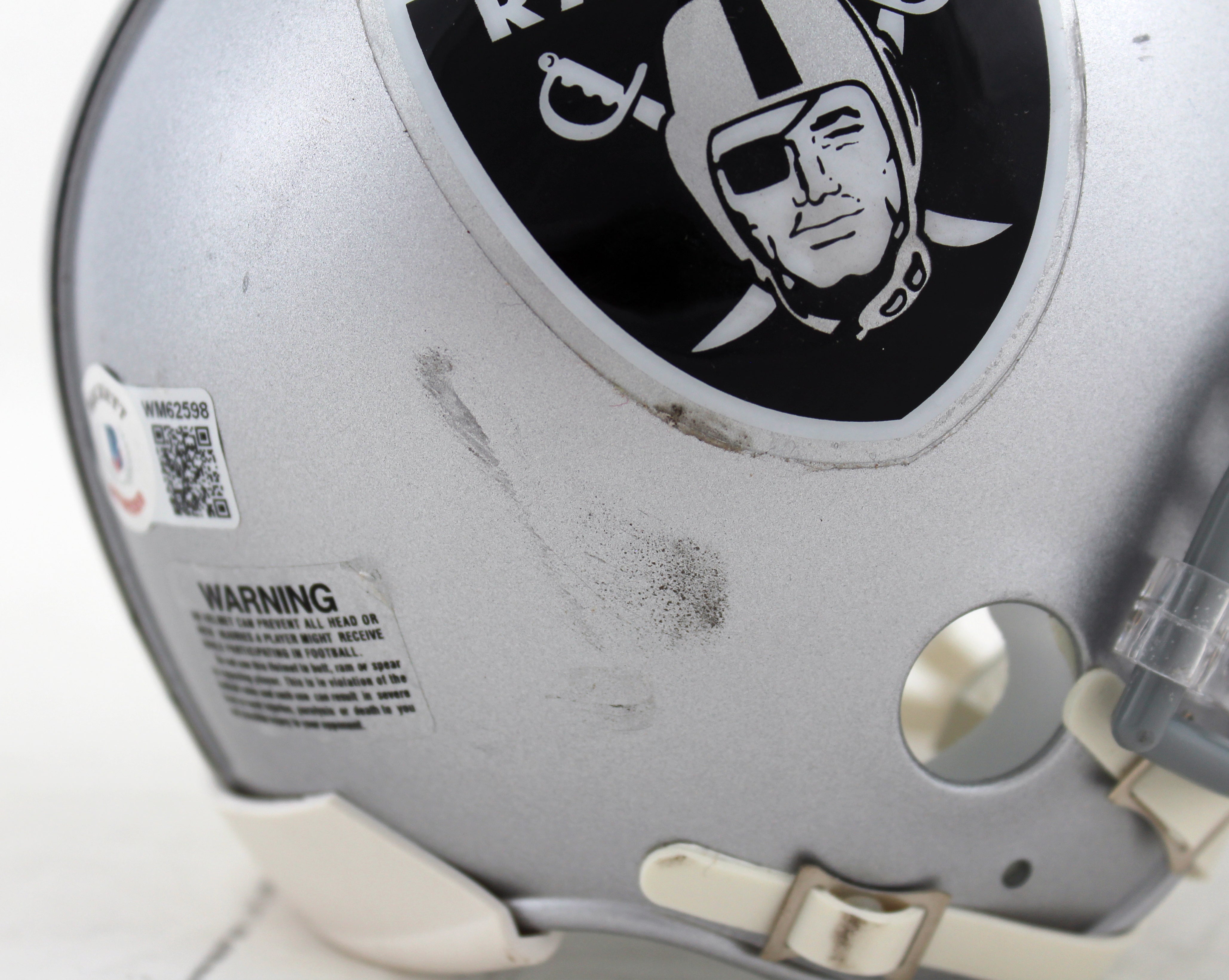 Raiders Sebastian Janikowski Signed Silver Rep Mini Helmet BAS Wit #WM62598