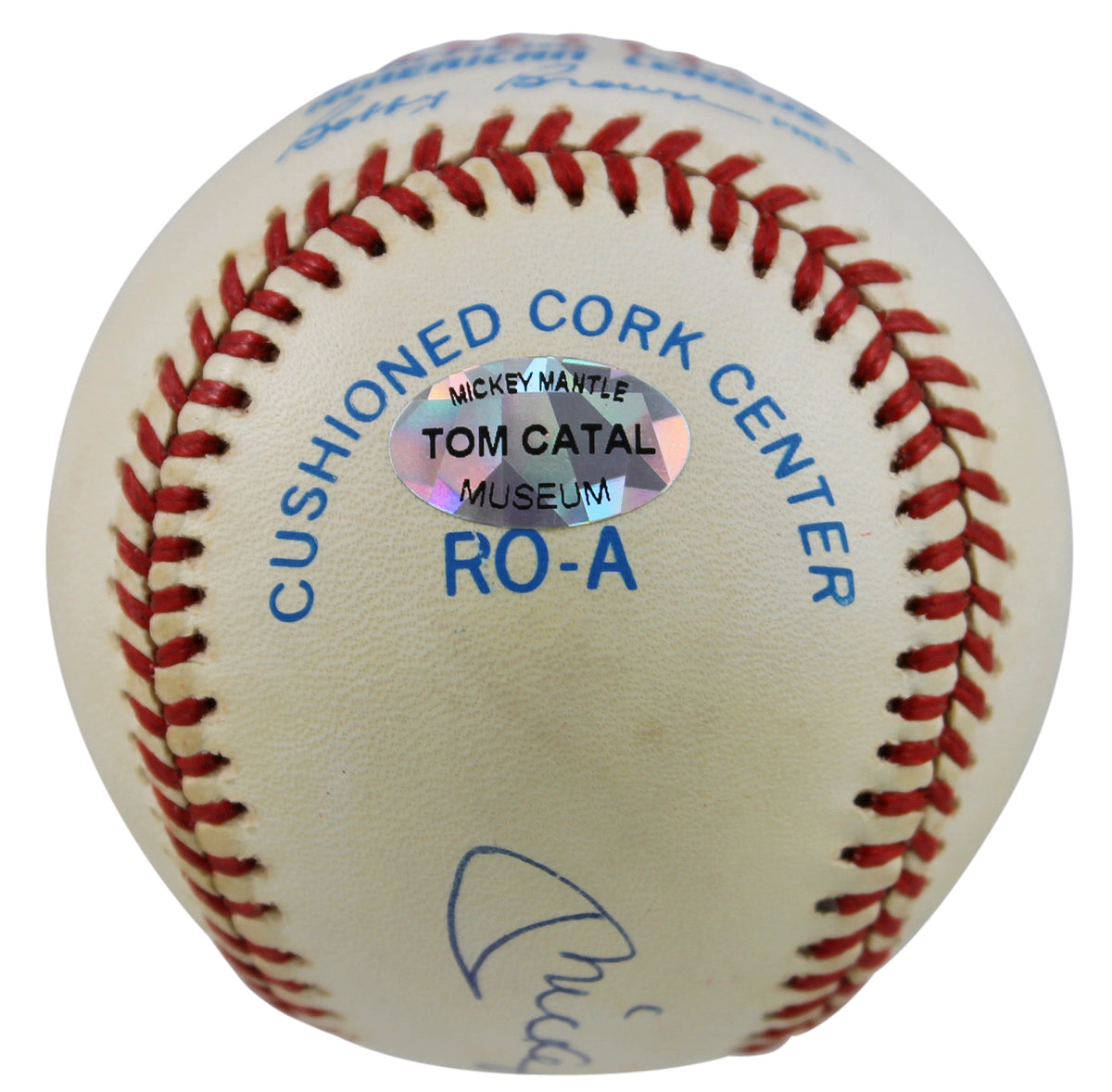 Yankees Mickey Charles Mantle Signed Bobby Brown Oal Baseball PSA/DNA #AE00009