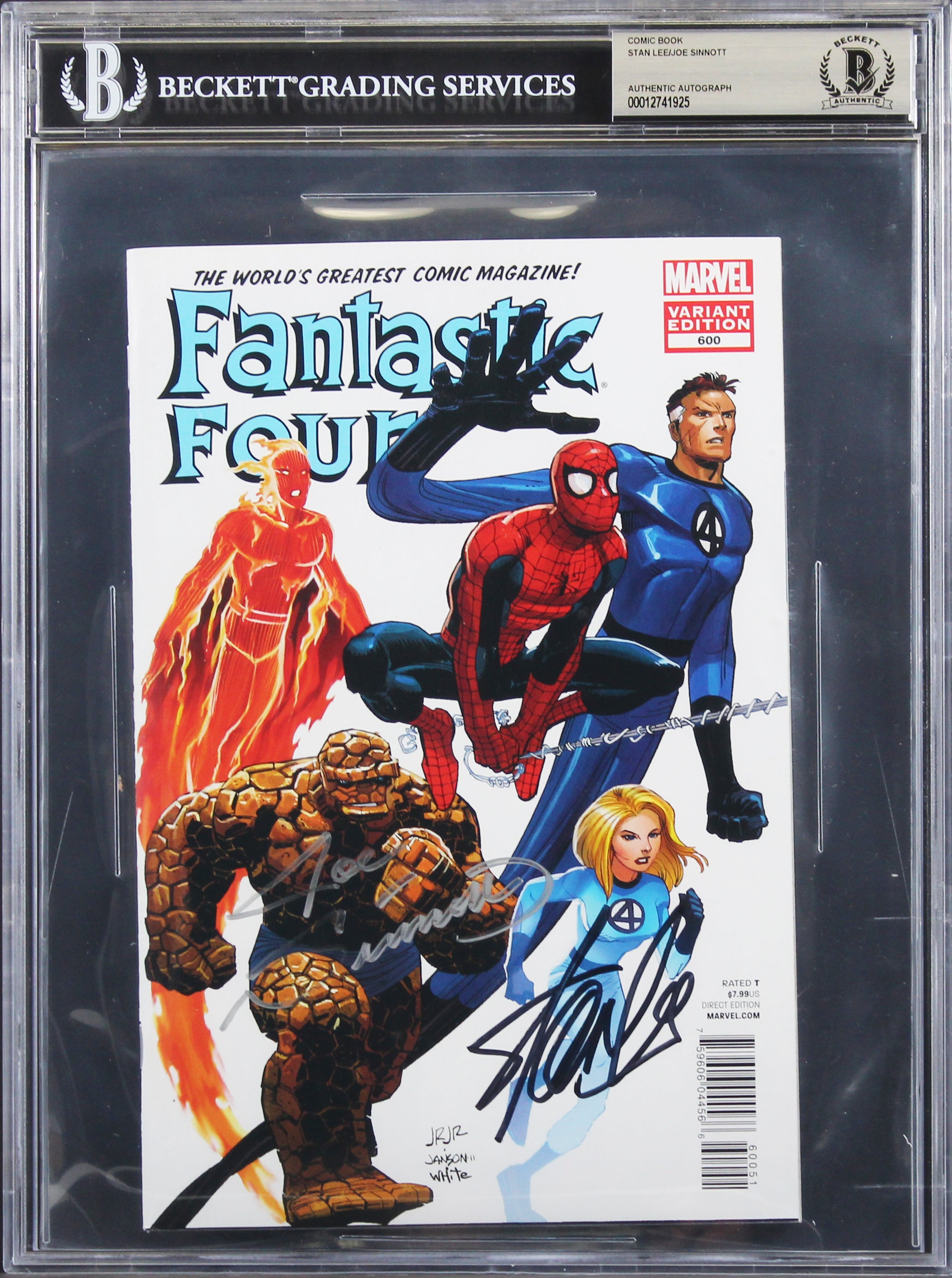 Stan Lee & Joe Sinnott Signed Fantastic Four Variant Edition #600 Comic BAS Slab