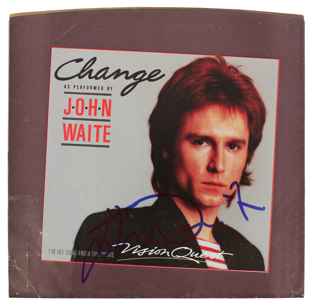 John Waite Authentic Signed Change 45 RPM Album Cover Autographed BAS #BF88835