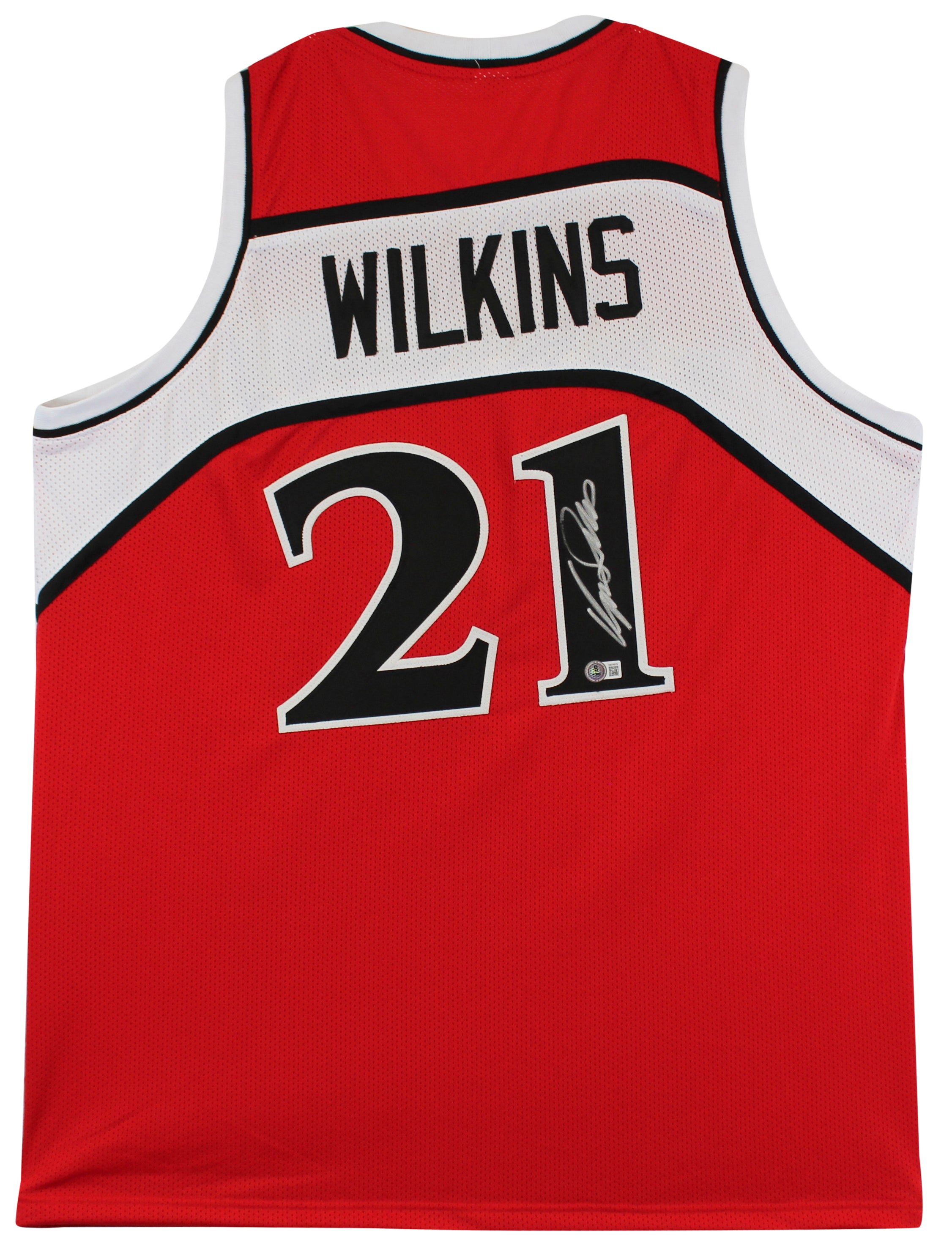 Dominique Wilkins Authentic Signed Red Pro Style Jersey w/ Black #s BAS Witness