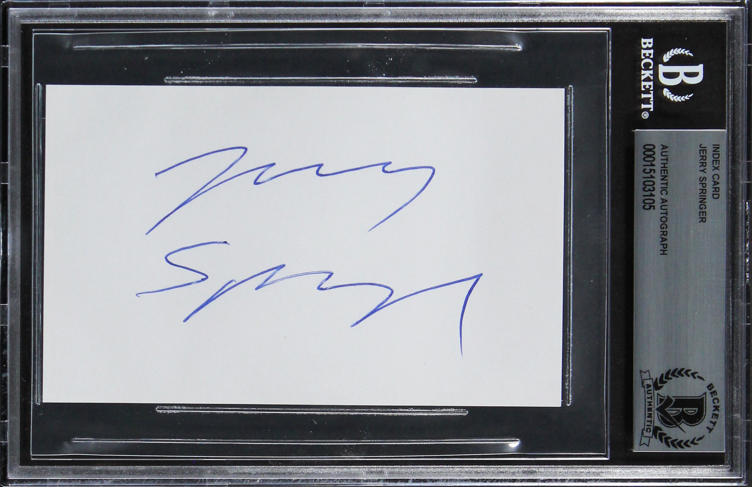 Jerry Springer The Jerry Springer Show Signed 3x5 Index Card BAS Slabbed 3