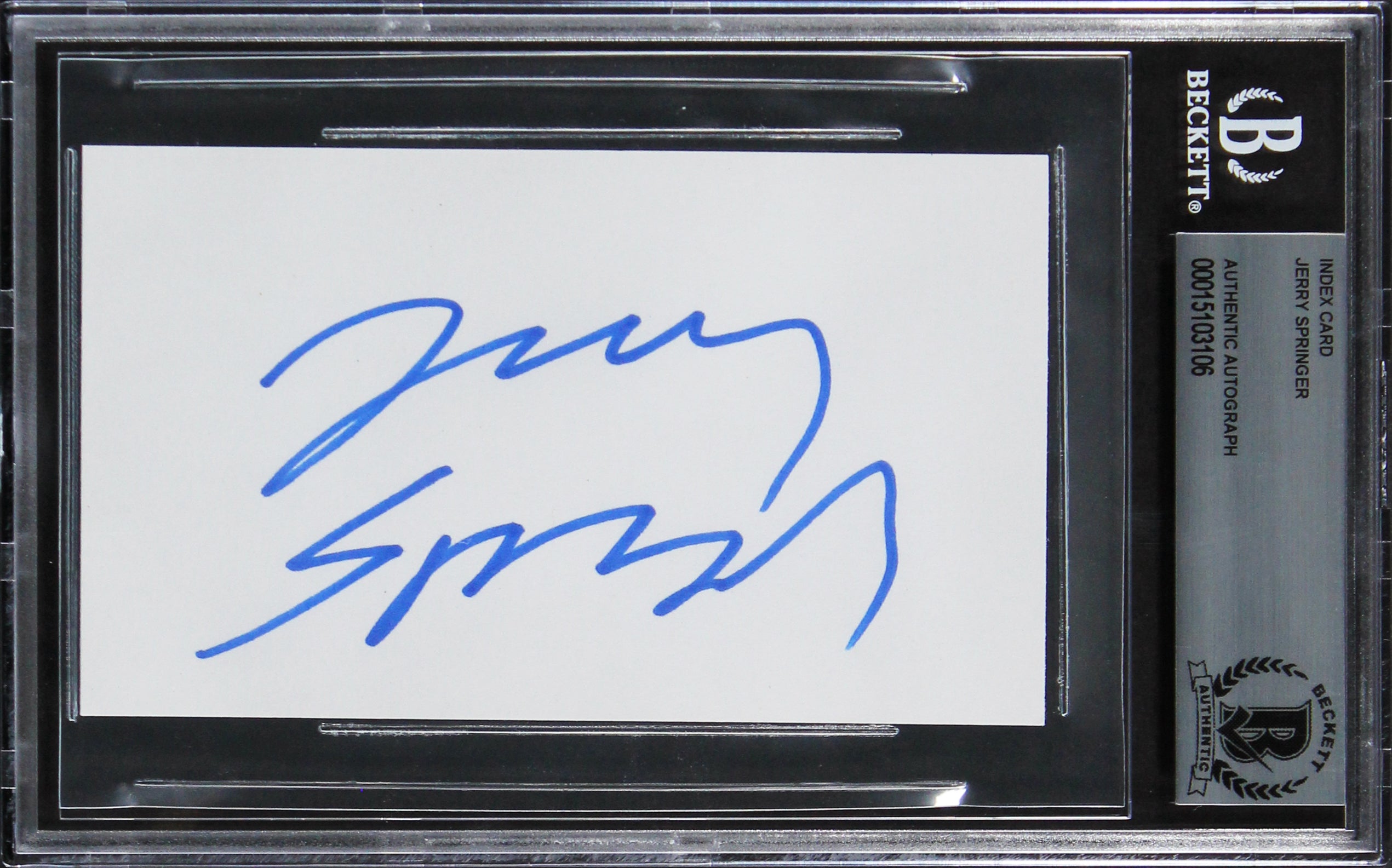 Jerry Springer The Jerry Springer Show Signed 3x5 Index Card BAS Slabbed 2