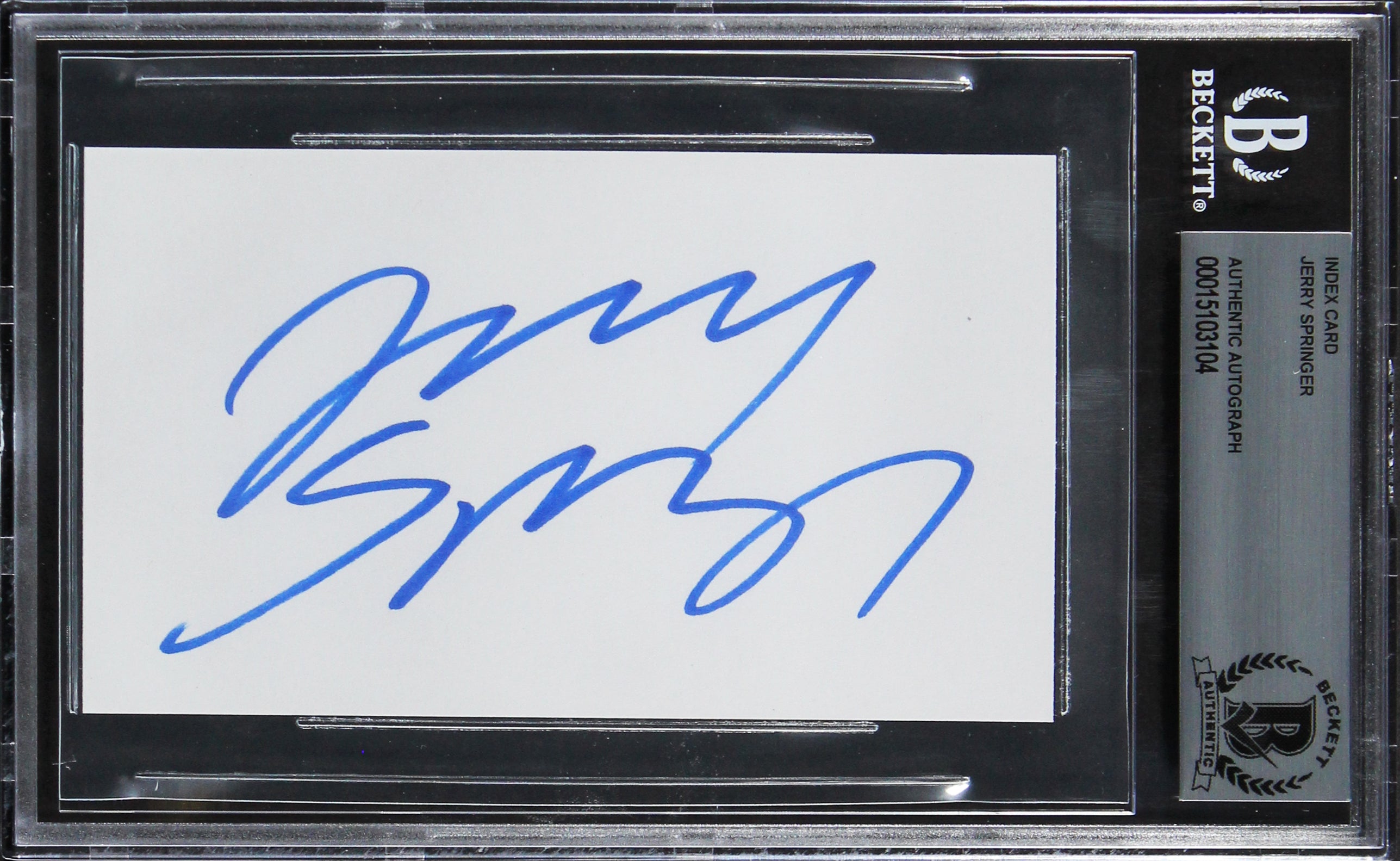 Jerry Springer The Jerry Springer Show Signed 3x5 Index Card BAS Slabbed 1