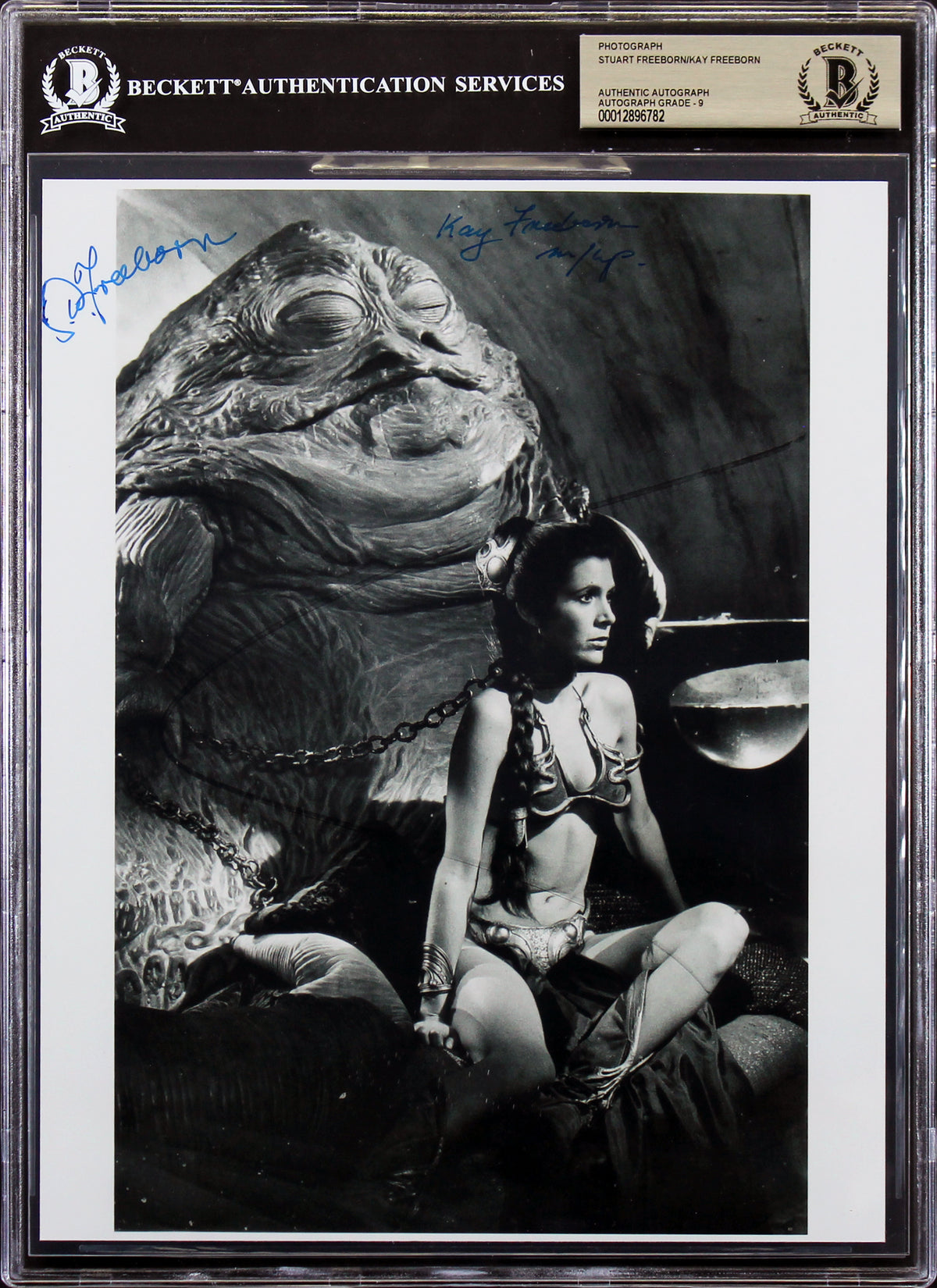 Stuart Freeborn & Kay Freeborn Star Wars Signed 8x10 B&W Photo Auto 9! BAS Slab