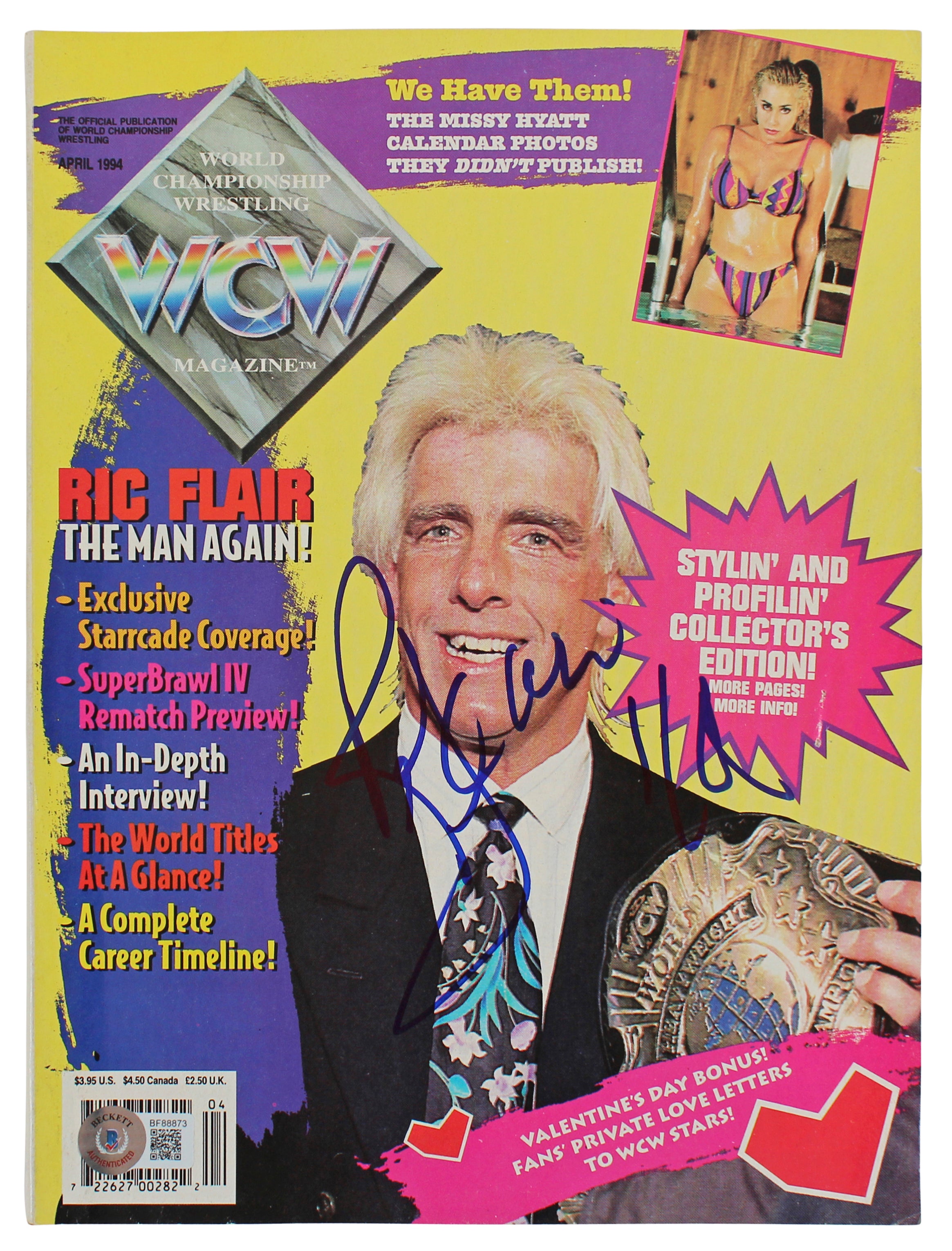 Rick Flair Authentic Signed April 1994 WCW Magazine Autographed BAS #BF88873