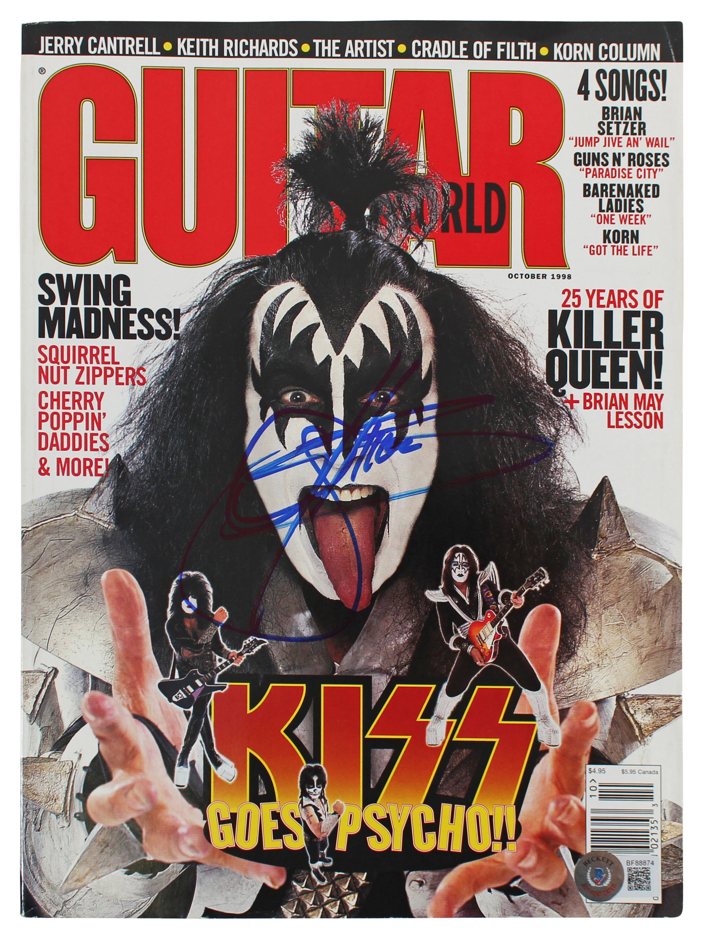 Gene Simmons KISS Authentic Signed 1998 Guitar World Magazine BAS #BF88874