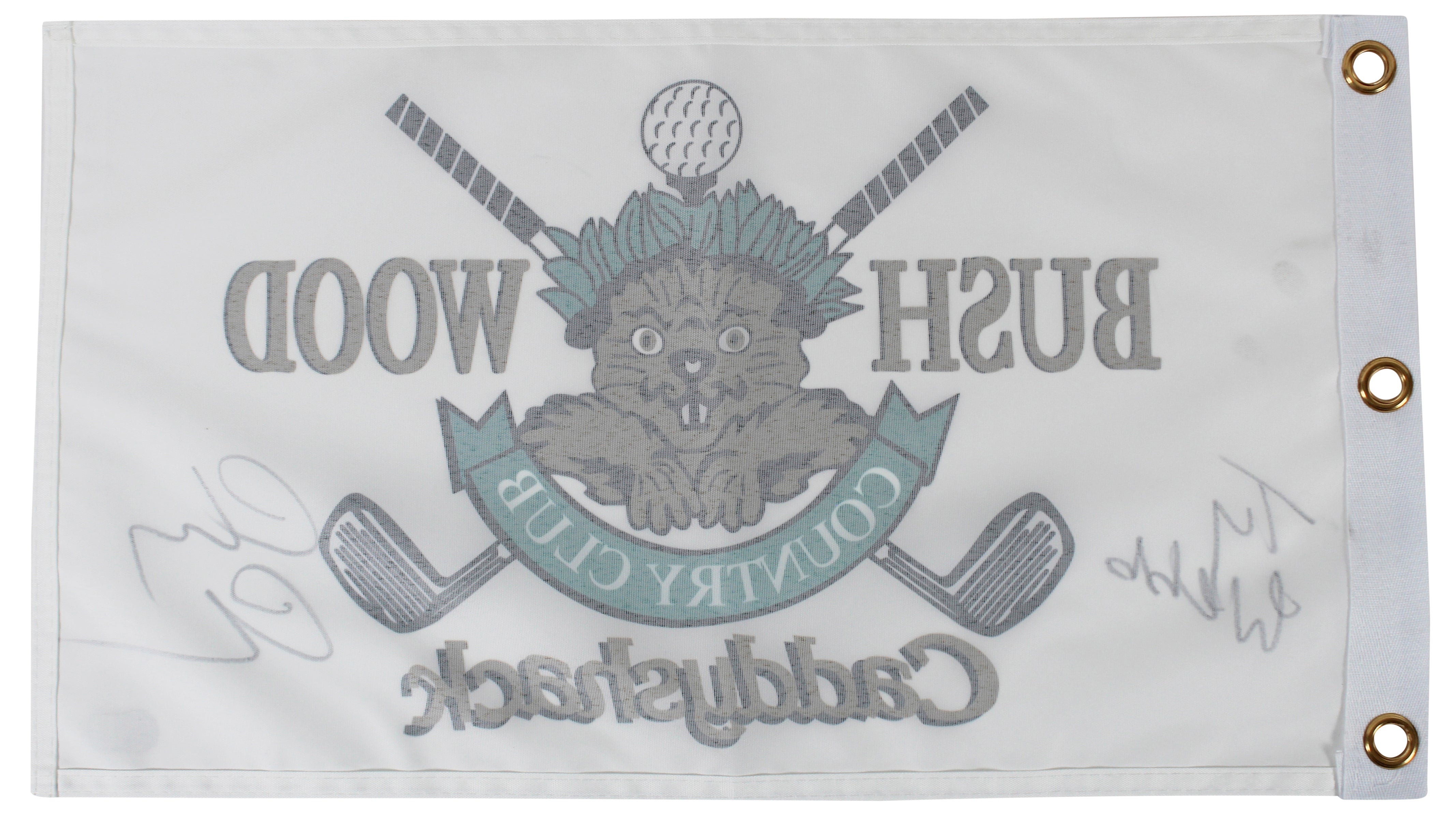Chevy Chase Caddyshack "Ty Webb" Signed Bushwood Country Club Flag BAS #1W311288
