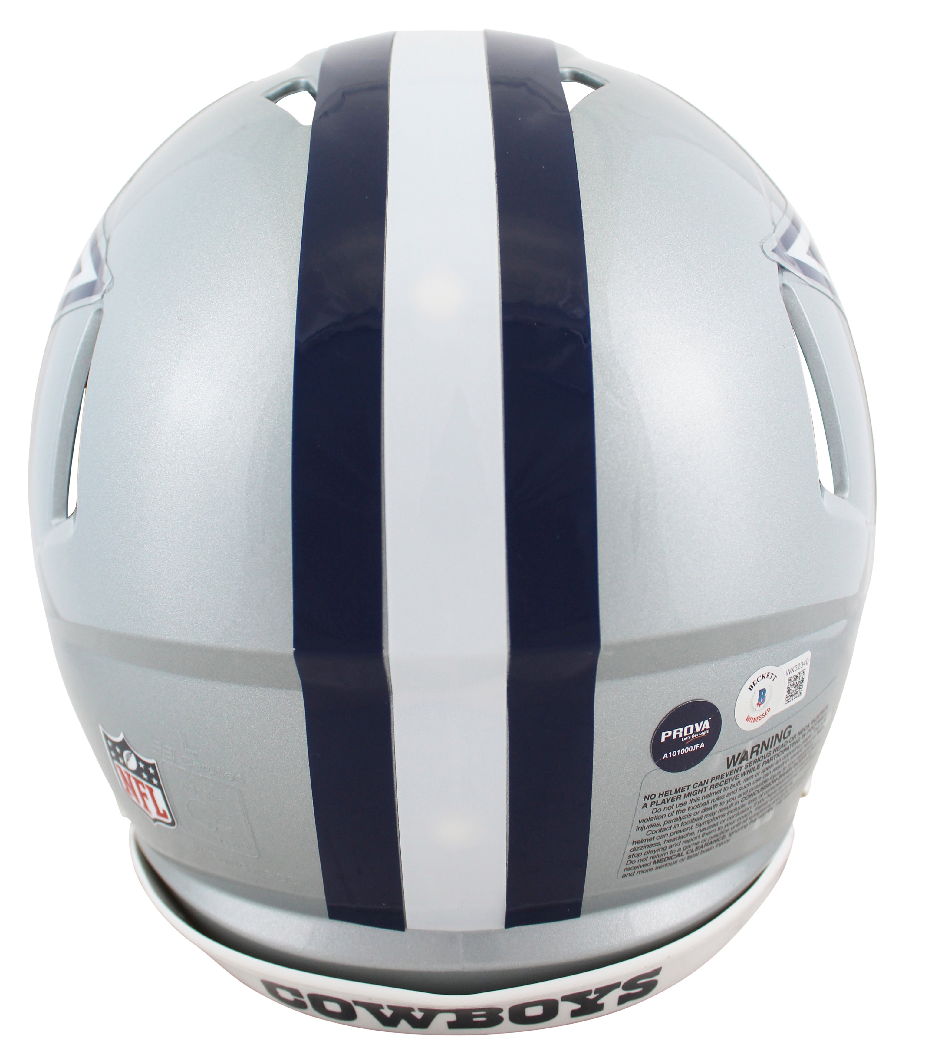 Cowboys Emmitt Smith Signed Silver Full Size Speed Proline Helmet BAS Witnessed