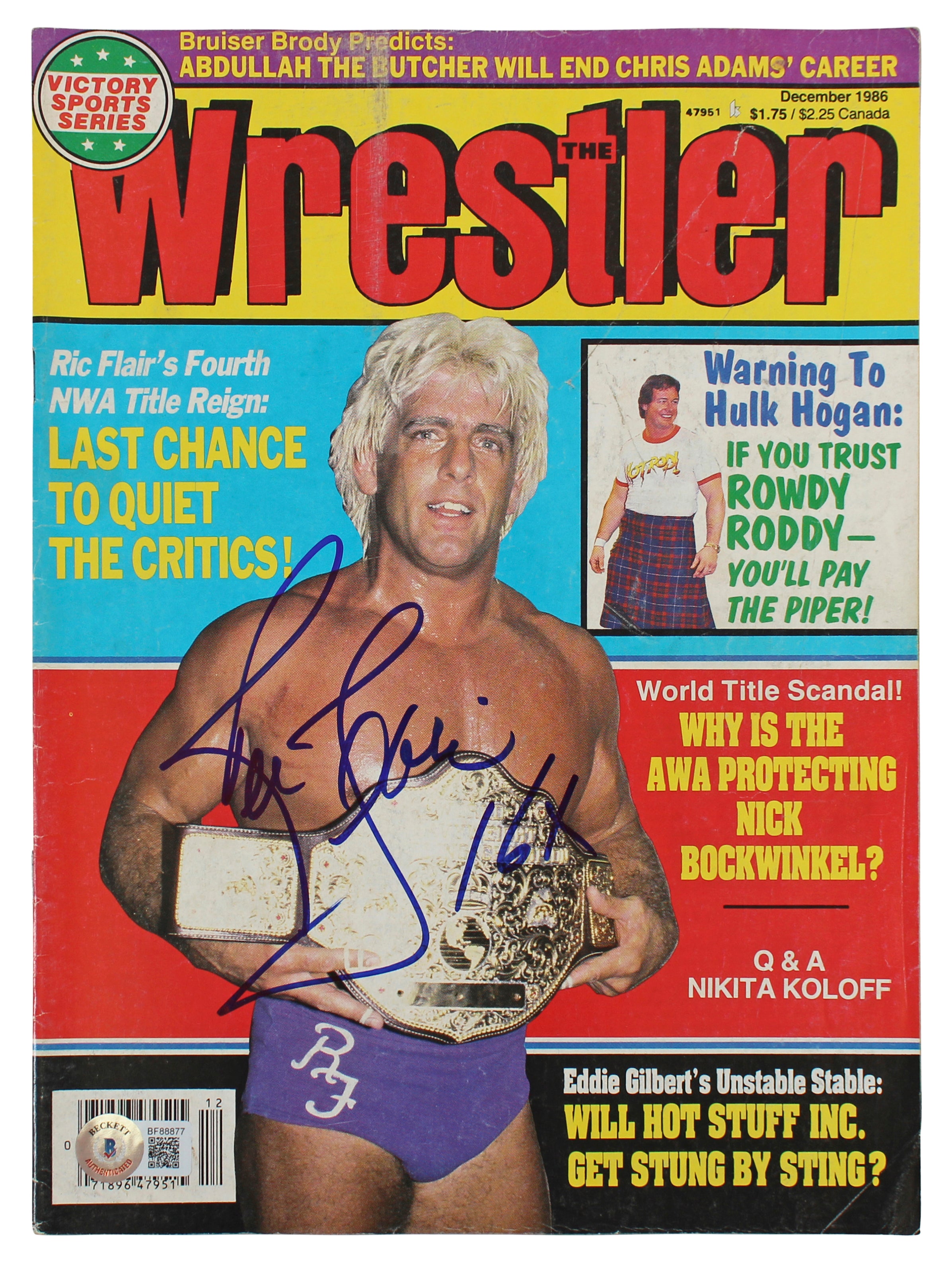 Rick Flair Authentic Signed December 1986 The Wrestler Magazine BAS #BF88877