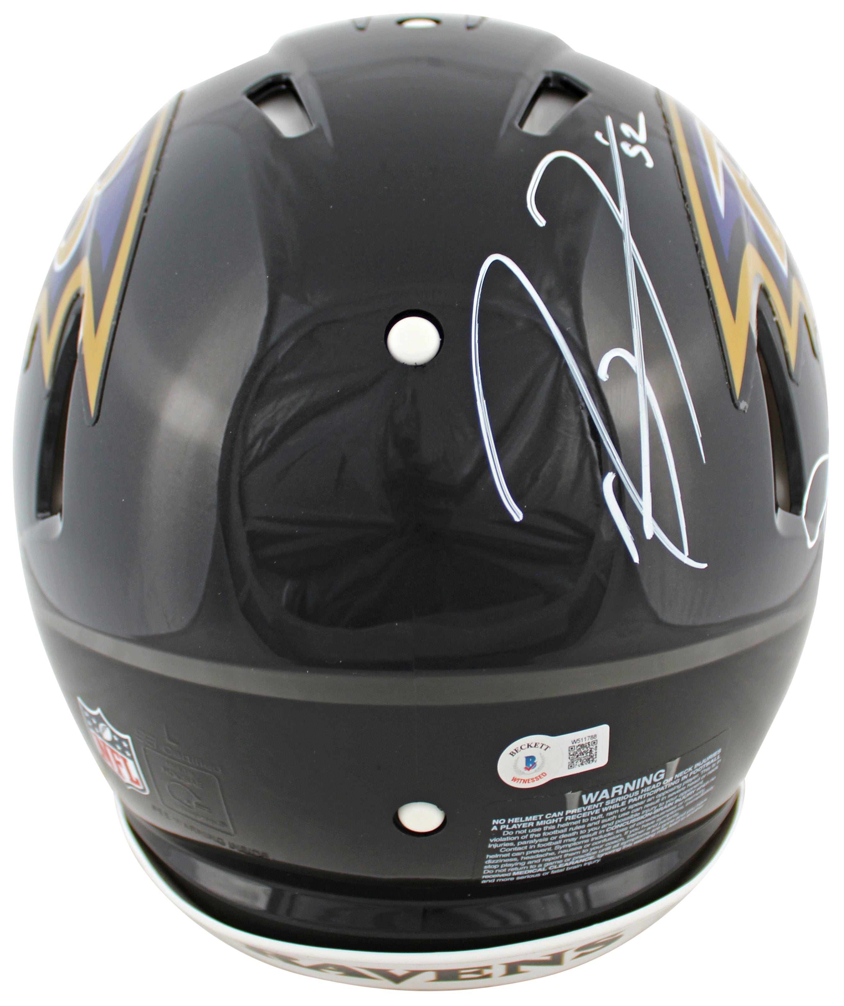 Ravens Ray Lewis & Joe Flacco Signed Full Size Speed Proline Helmet BAS Witness
