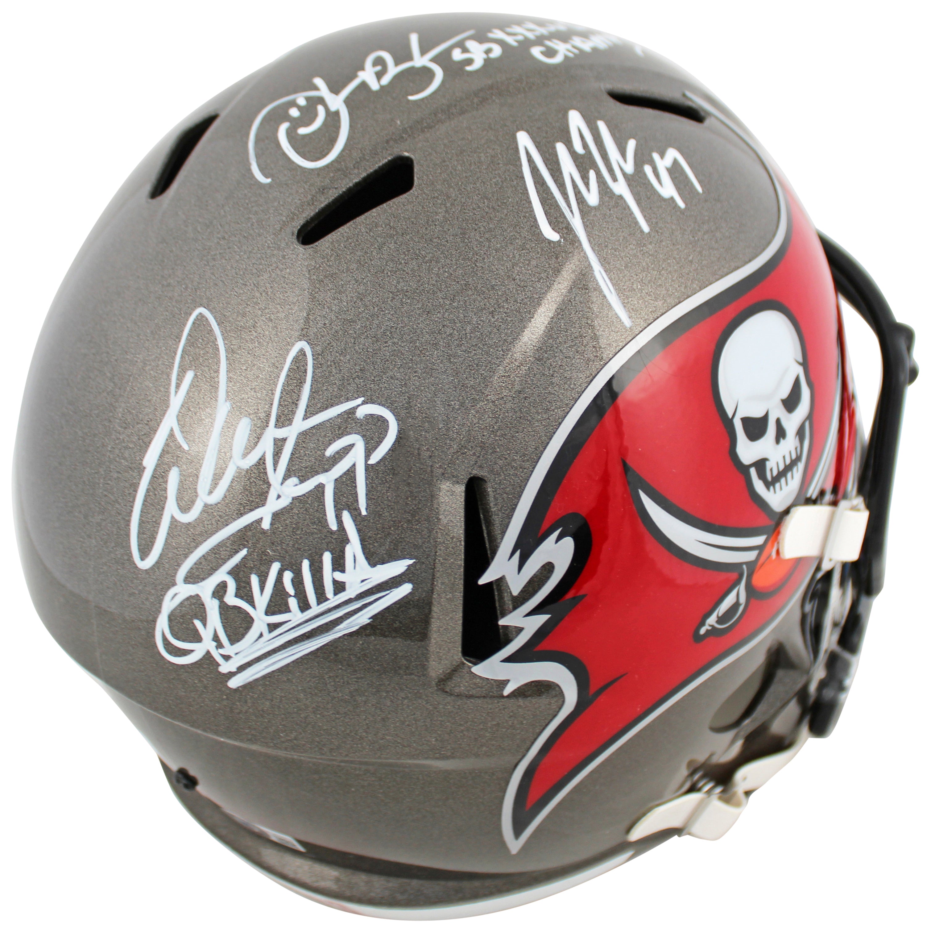 Bucs (3) Sapp, Brooks & Lynch Signed Full Size Speed Rep Helmet BAS Wit #WJ55078