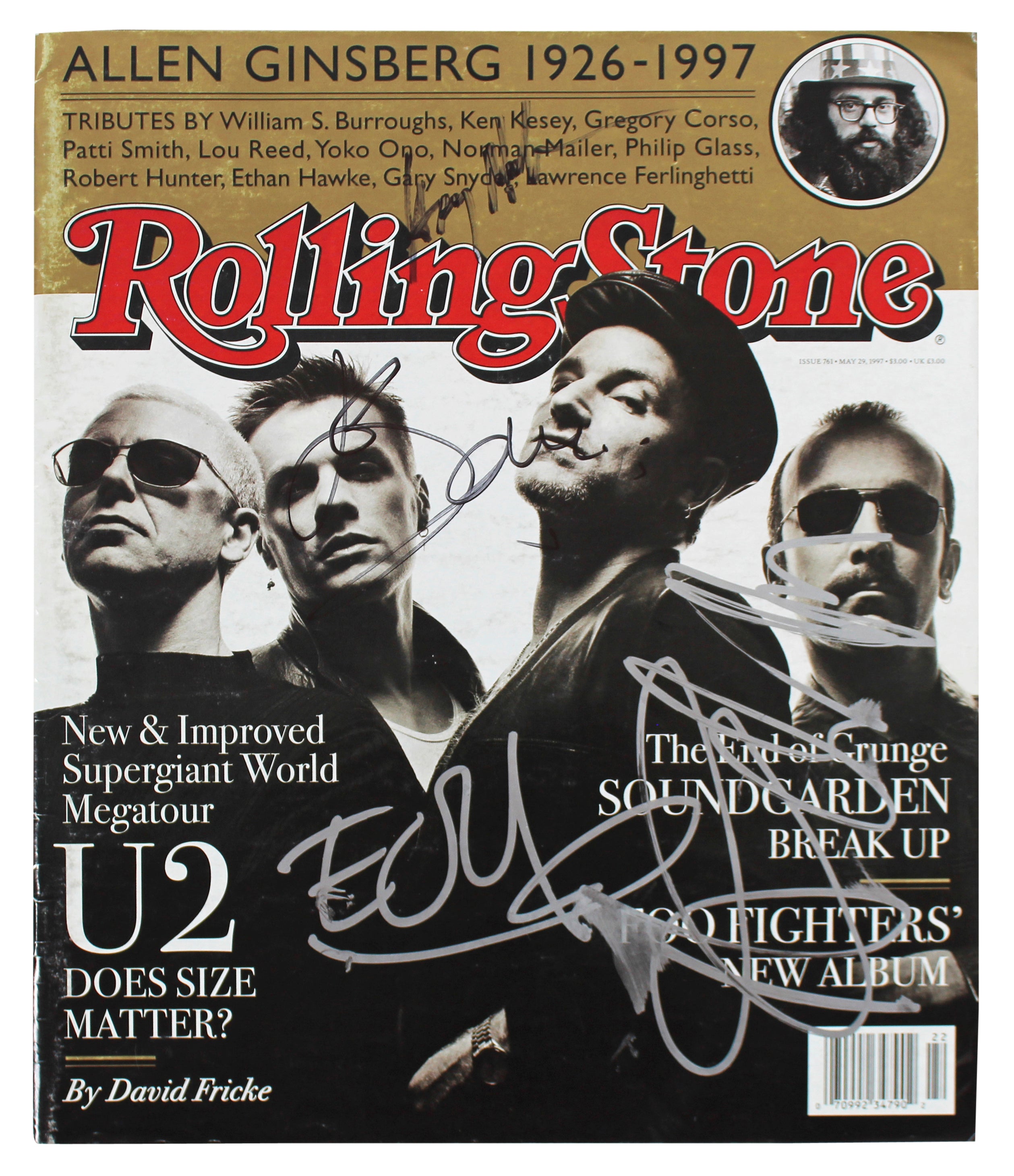 U2 (4) Bono, Edge, Clayton & Mullen Signed May 1997 Rolling Stone Magazine BAS