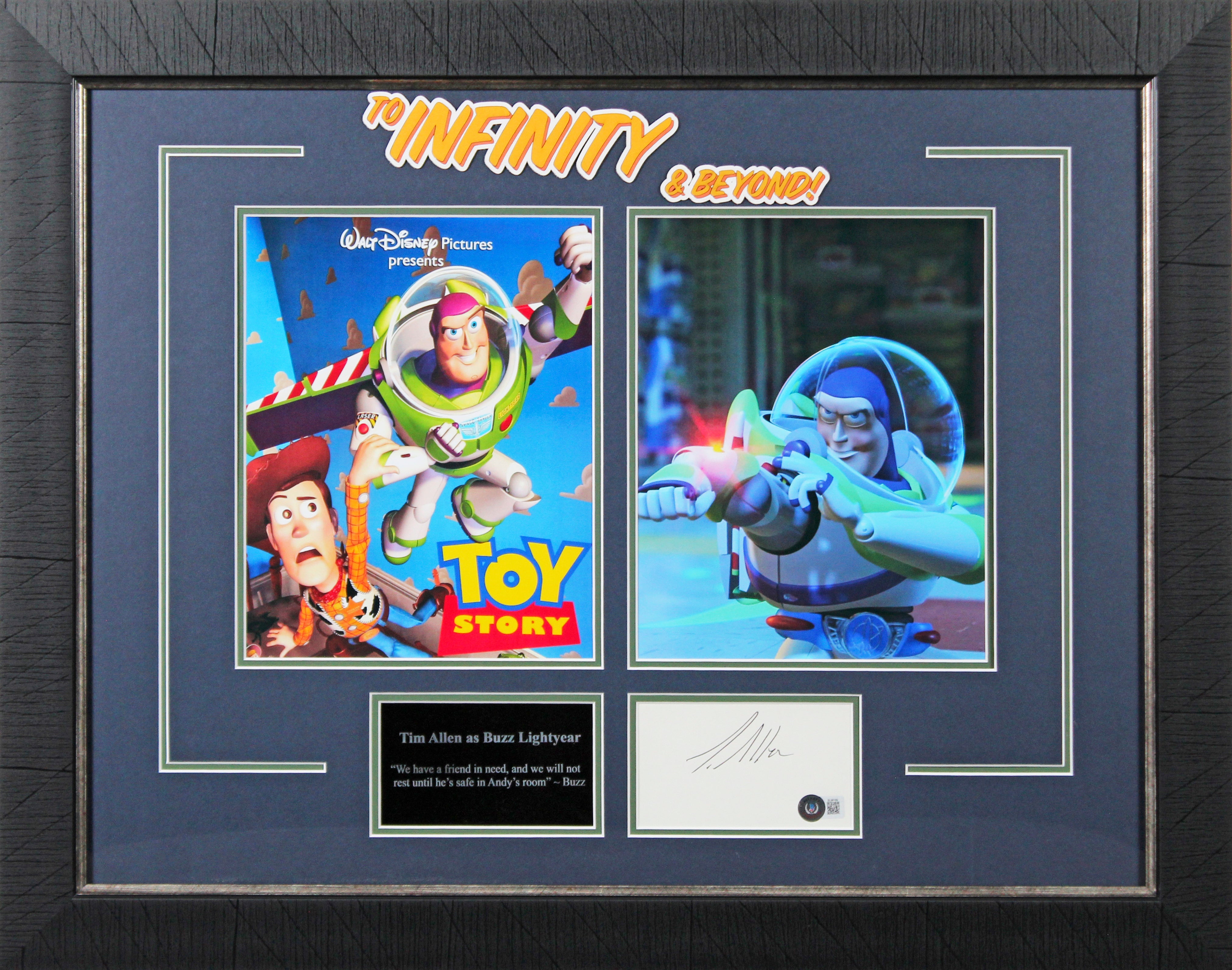 Tim Allen Toy Story Authentic Signed & Framed 3x5 Index Card Autographed BAS