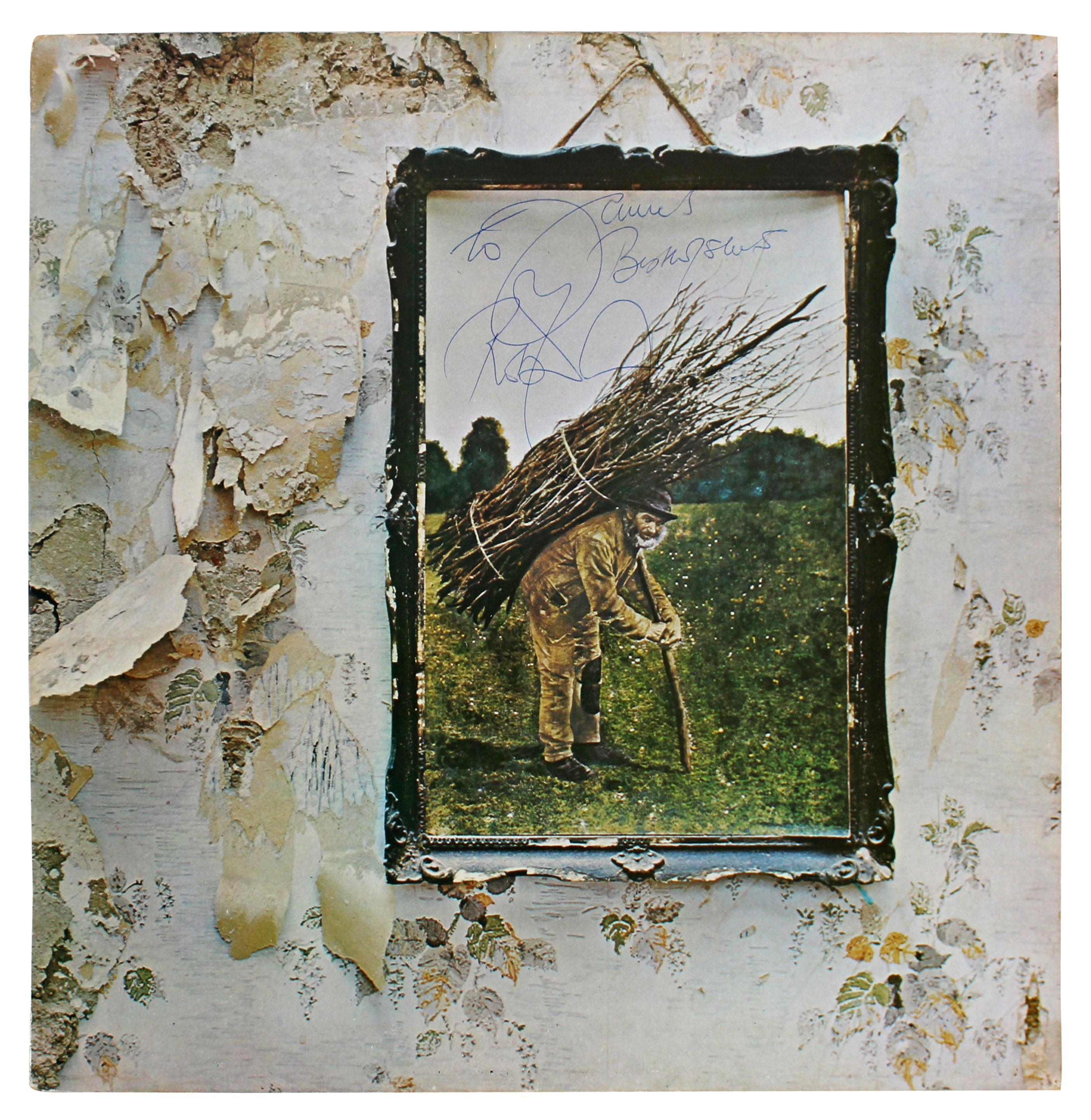 Robert Plant Led Zeppelin Authentic Signed IV Album Cover W/ Vinyl BAS #AB77989