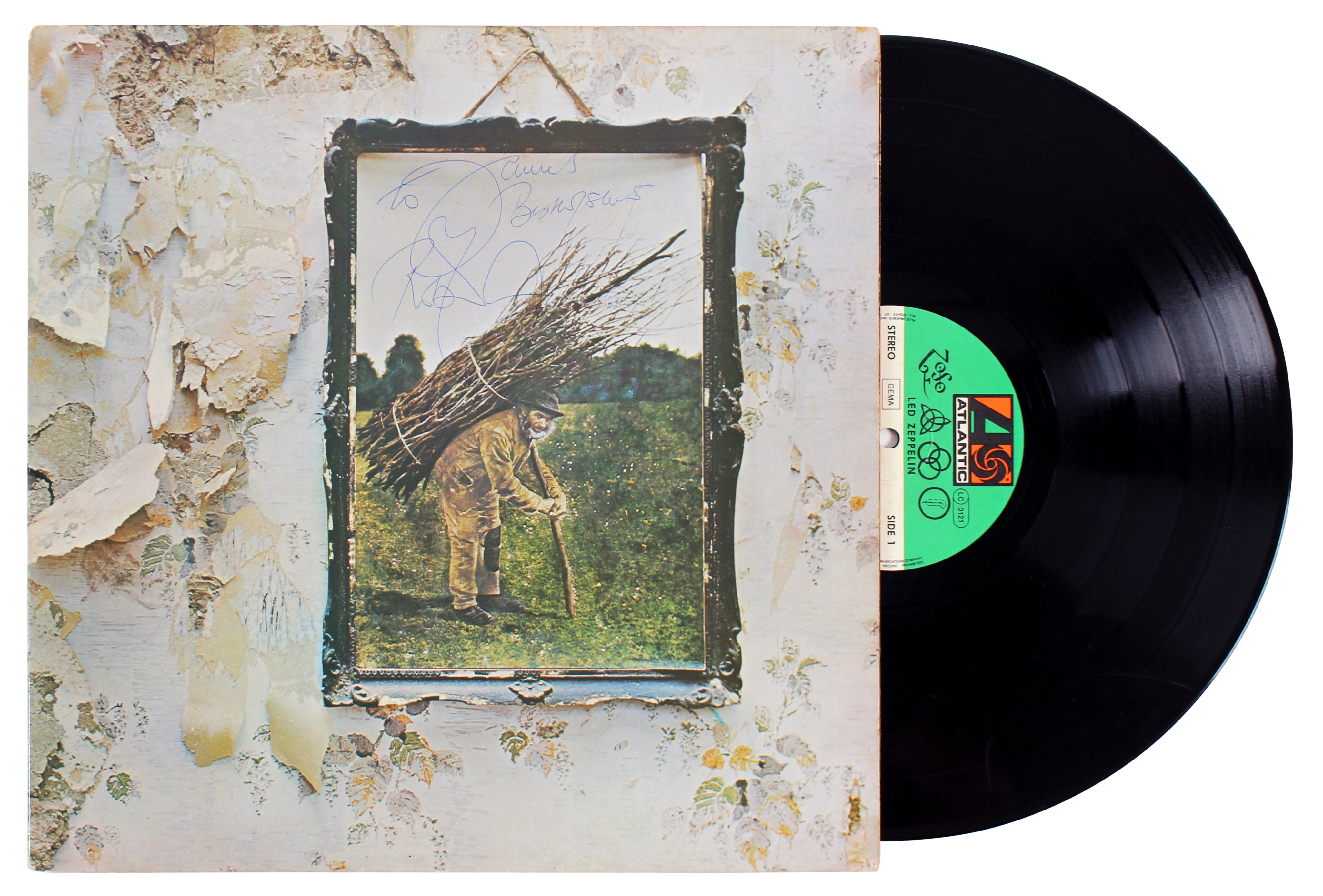 Robert Plant Led Zeppelin Authentic Signed IV Album Cover W/ Vinyl BAS #AB77989