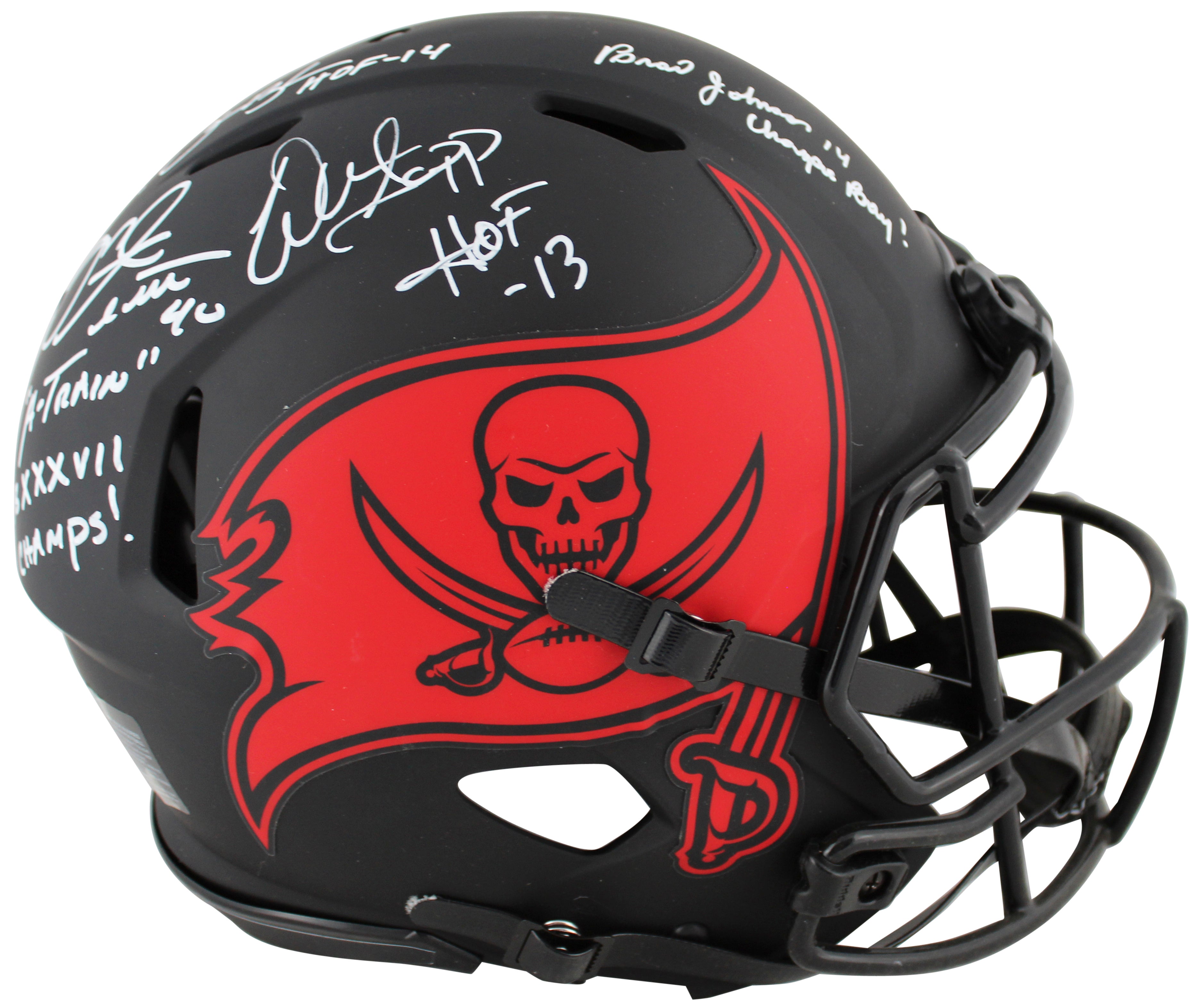 Bucs SB 37 Sapp, Brooks +2 Signed Eclipse F/S Speed Proline Helmet BAS Wit